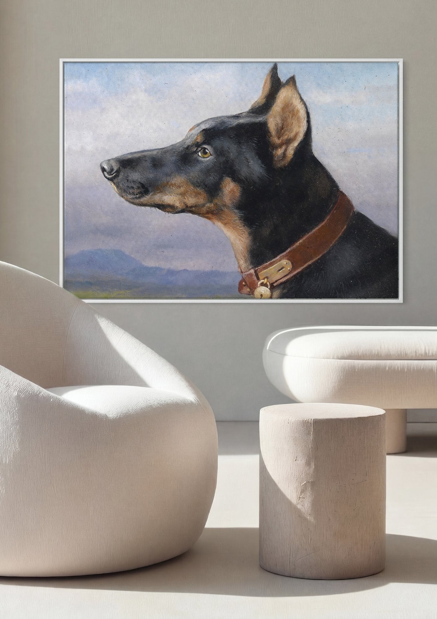 Quadro Decorativo Cão Doberman - Carl Reichert em ambiente decorado