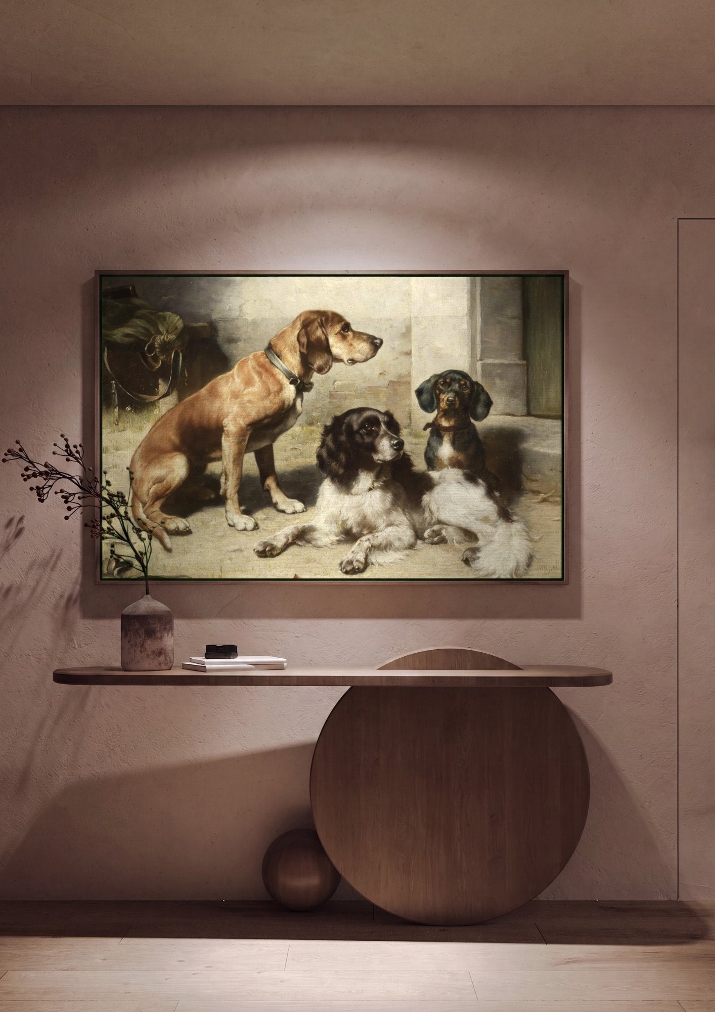 Quadro Decorativo Cães de Caça - Carl Reichert em ambiente decorado