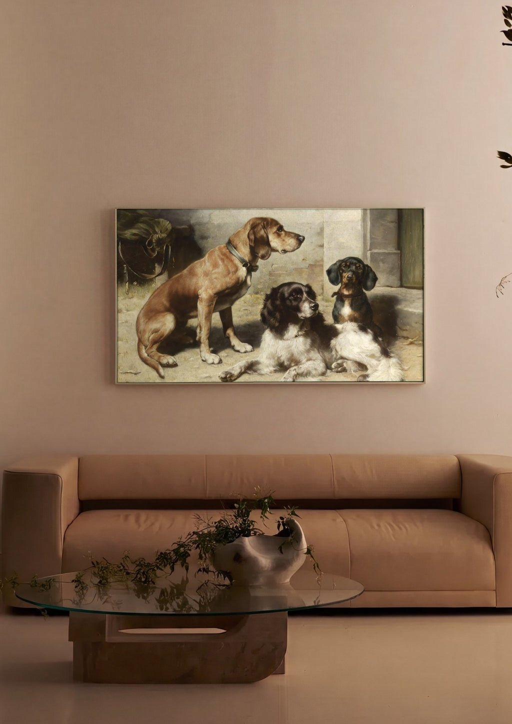 Quadro Decorativo Cães de Caça - Carl Reichert em ambiente decorado