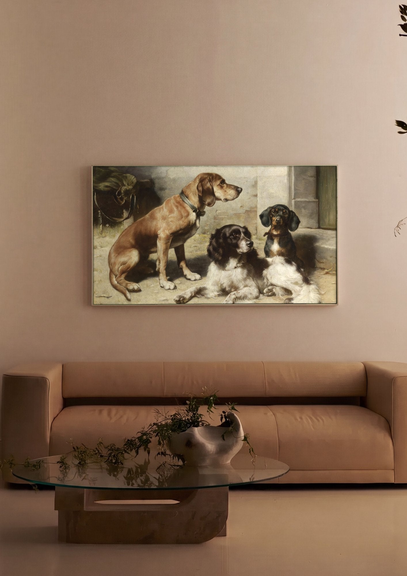 Quadro Decorativo Cães de Caça - Carl Reichert em ambiente decorado