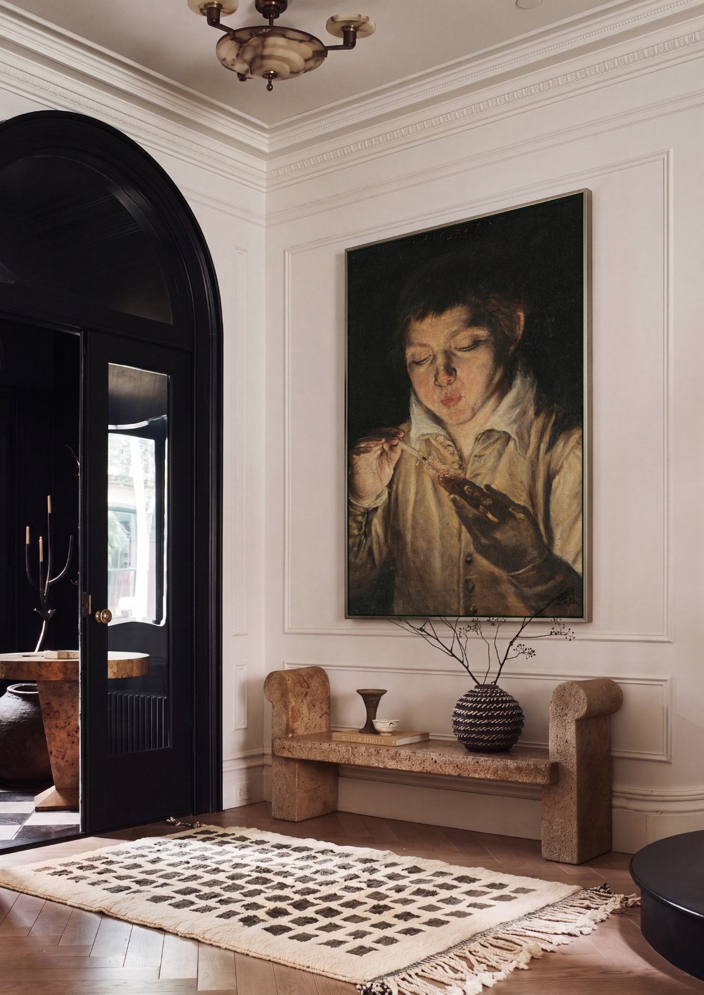 Quadro Decorativo O Soprador de Brasa - El Greco em ambiente decorado