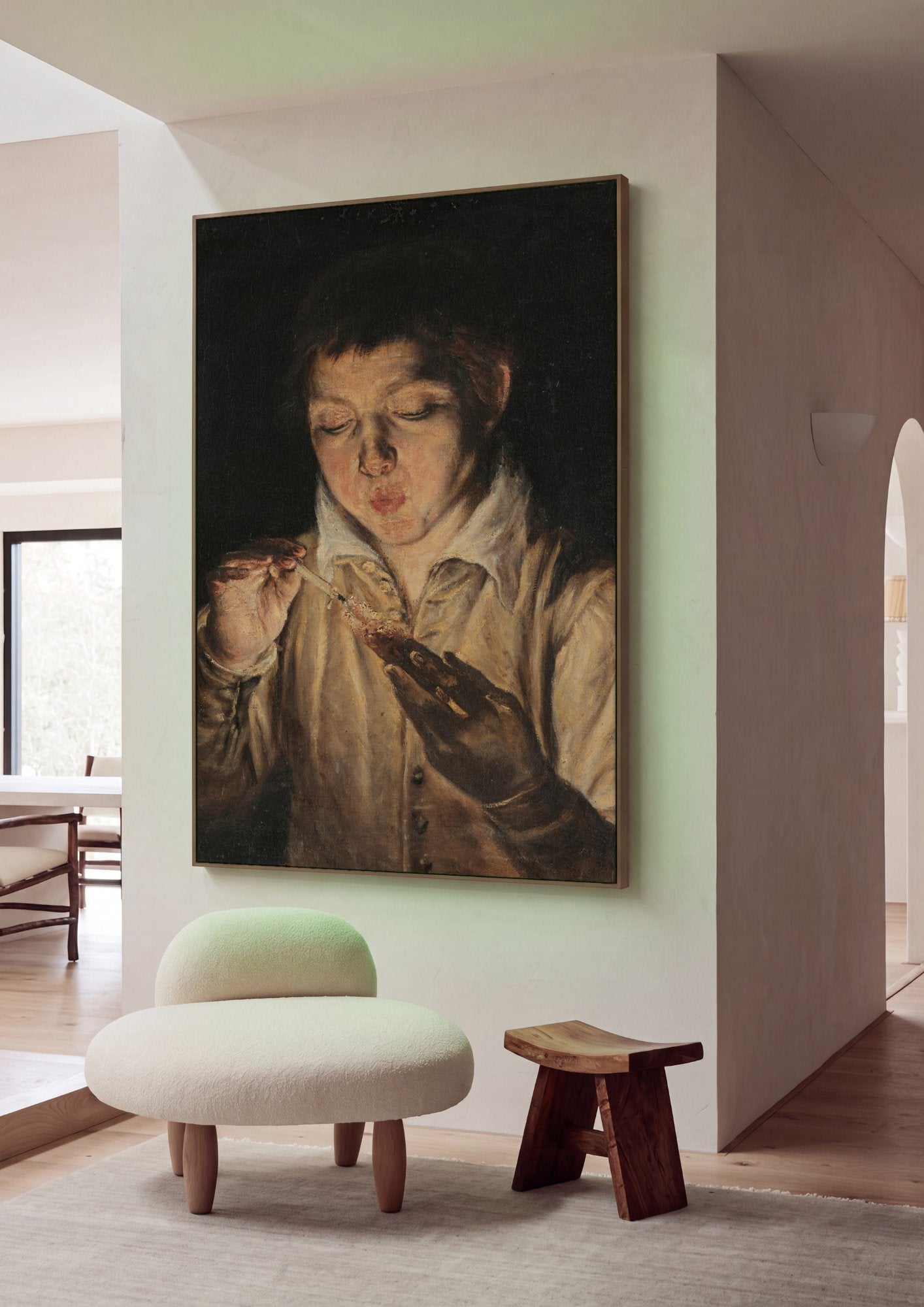 Quadro Decorativo O Soprador de Brasa - El Greco em ambiente decorado