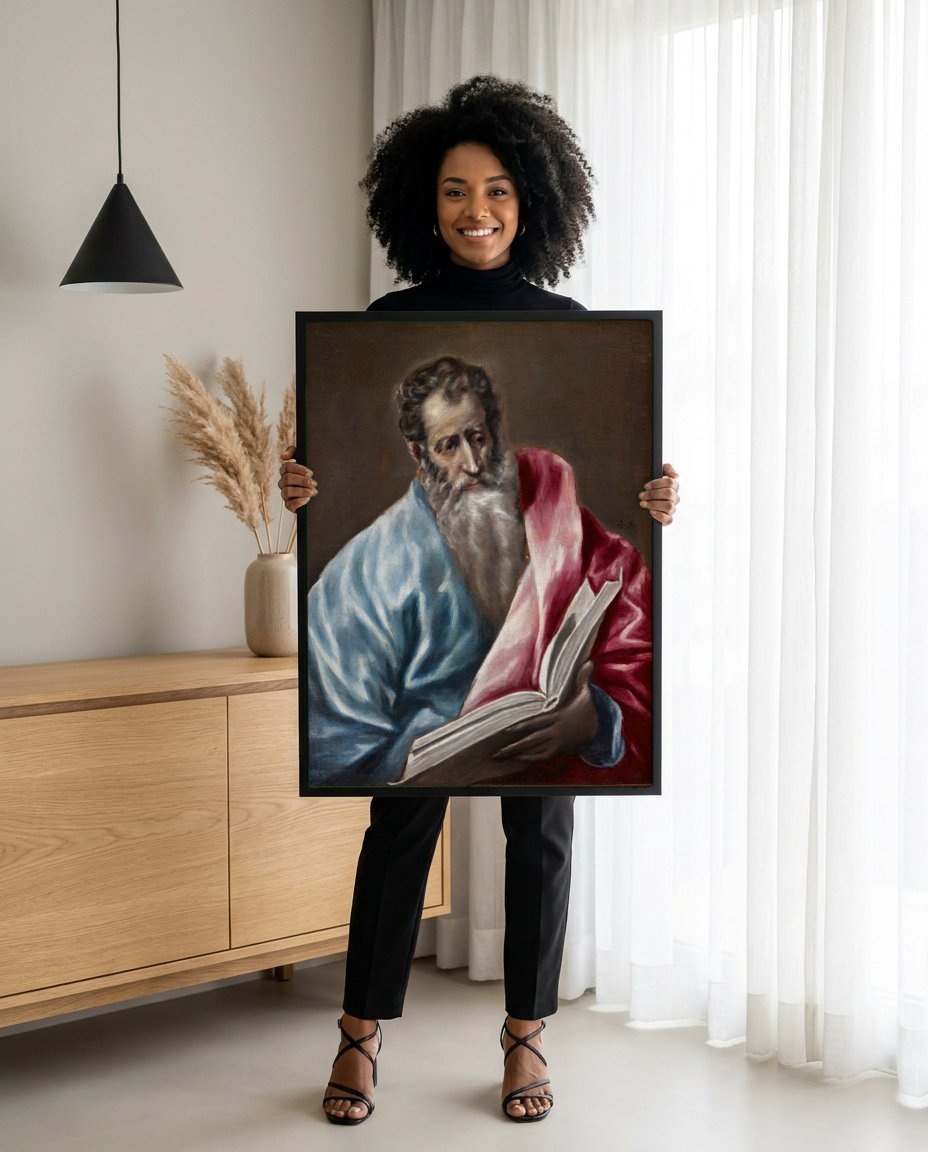 Quadro Decorativo São Paulo (Apóstolo) - El Greco com modelo em ambiente