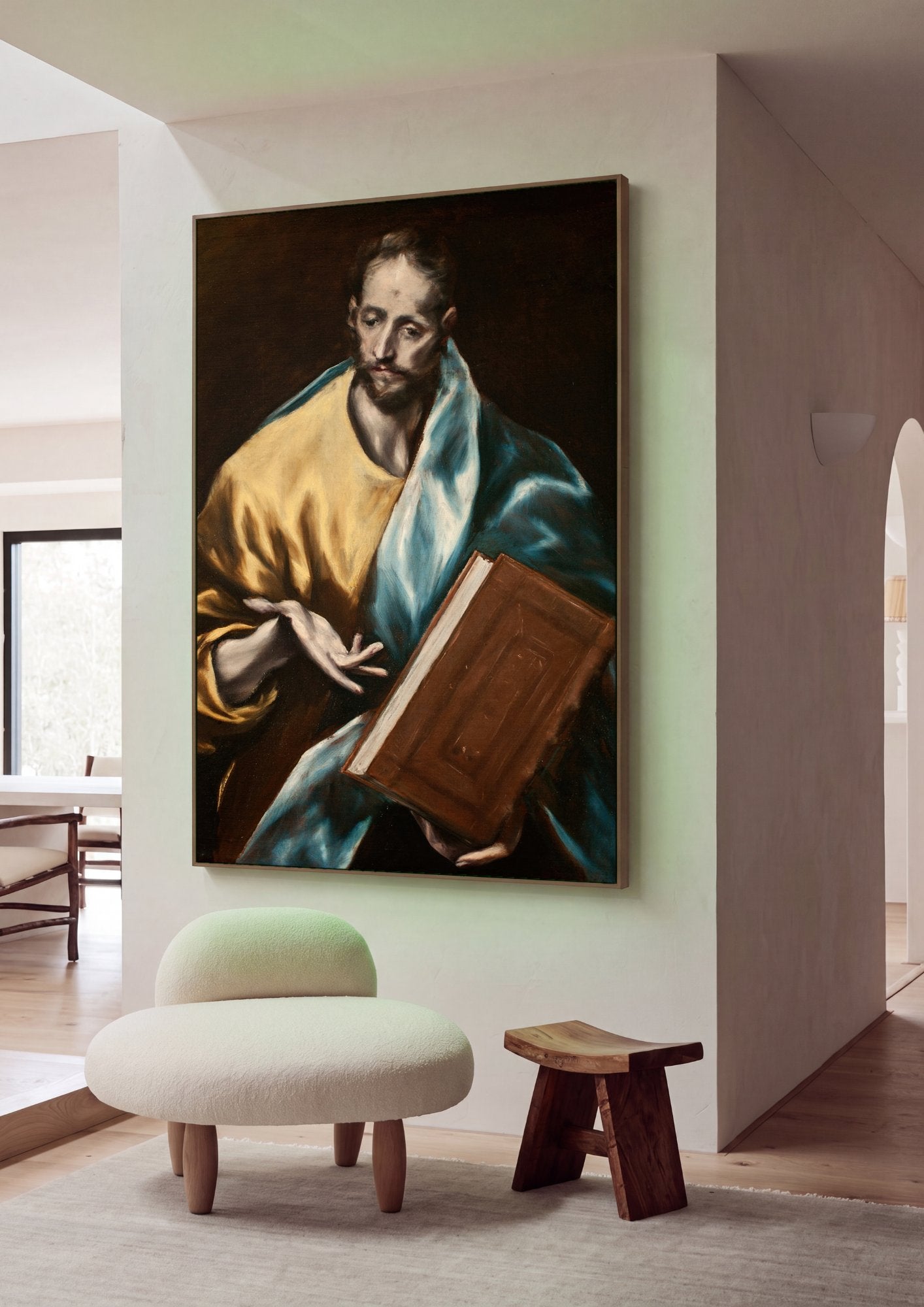 Quadro Decorativo Apóstolo com Livro - El Greco em ambiente decorado