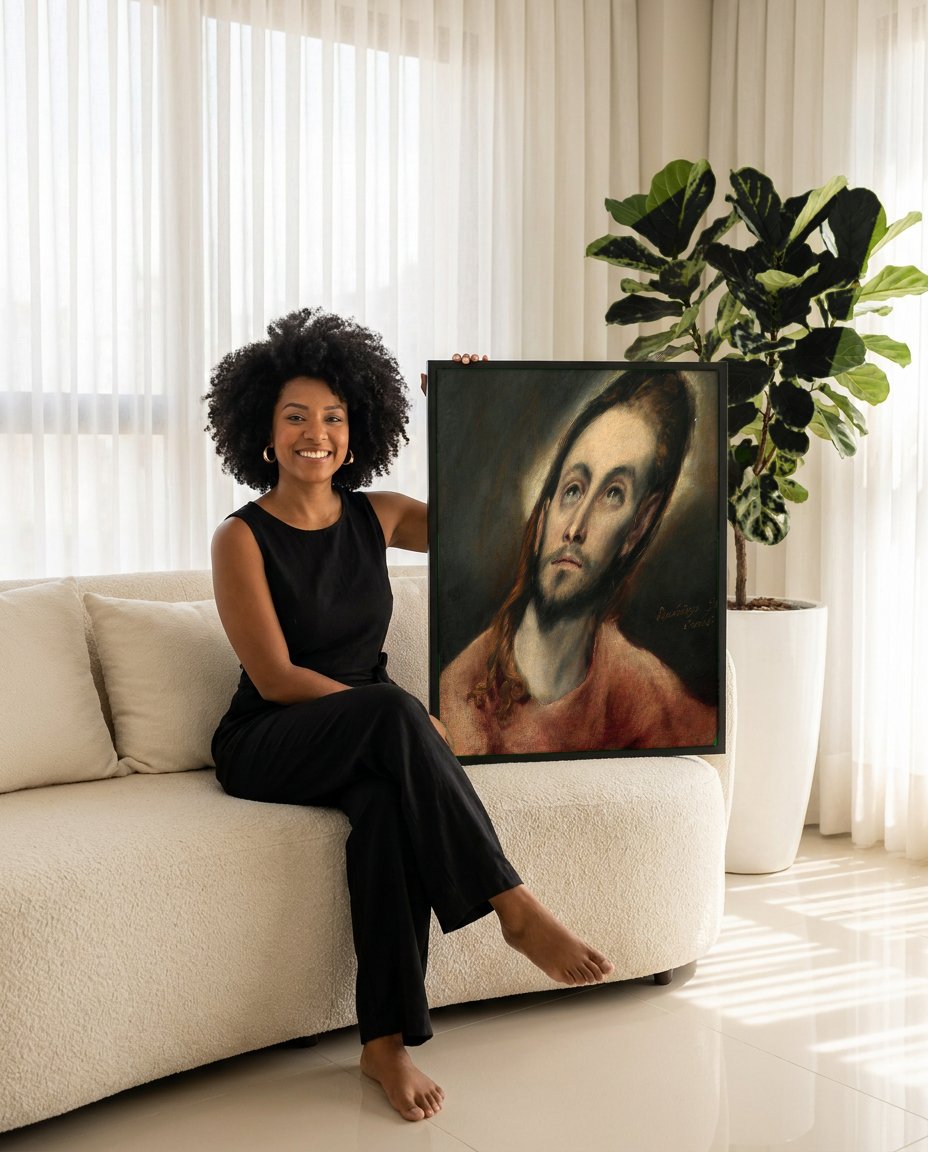 Quadro Decorativo Cristo de El Greco - El Greco com modelo em ambiente