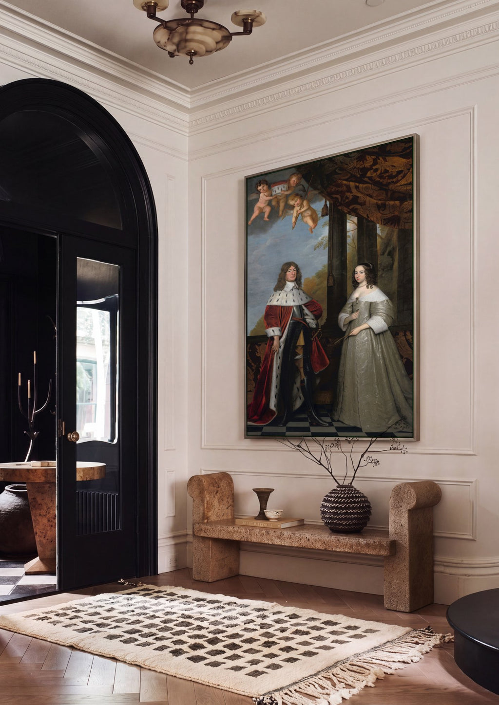 Quadro Decorativo 'Sir Thomas Hanmer e Elizabeth' - Gerard van Honthorst em ambiente decorado