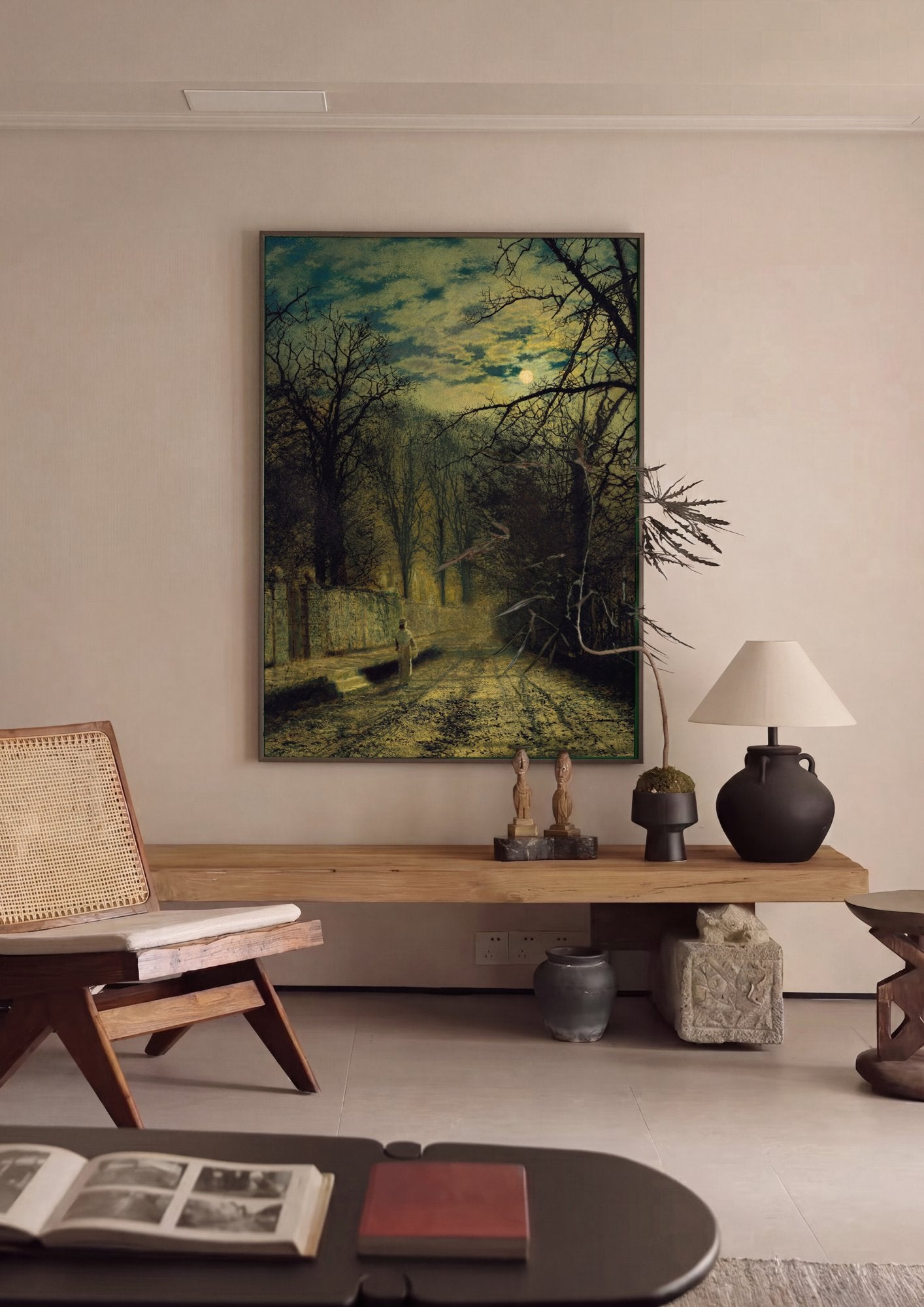 Quadro Decorativo Caminho Iluminado pela Lua - Grimshaw em ambiente decorado