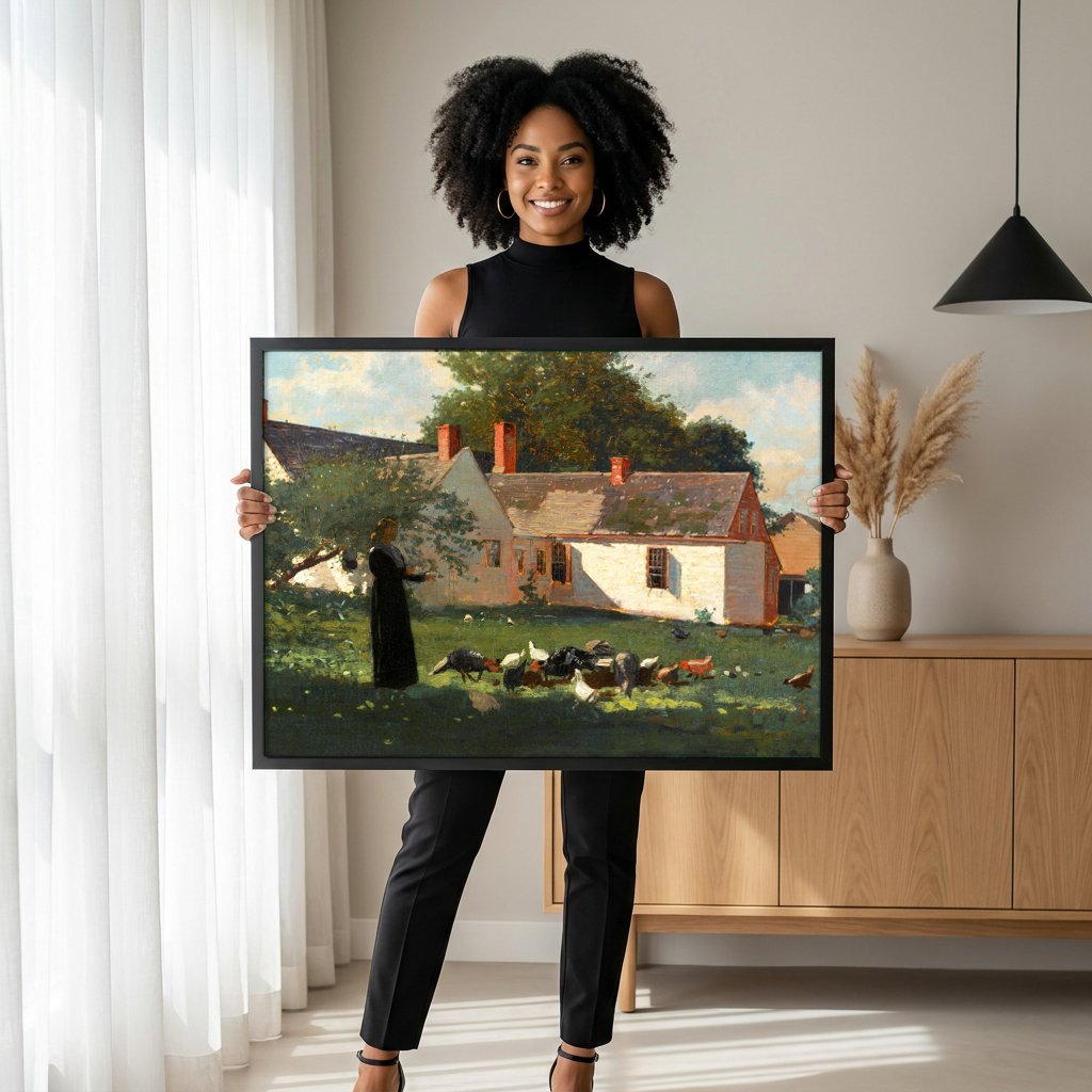 Quadro Decorativo A Fazenda de Plumfield - Winslow Homer com modelo em ambiente