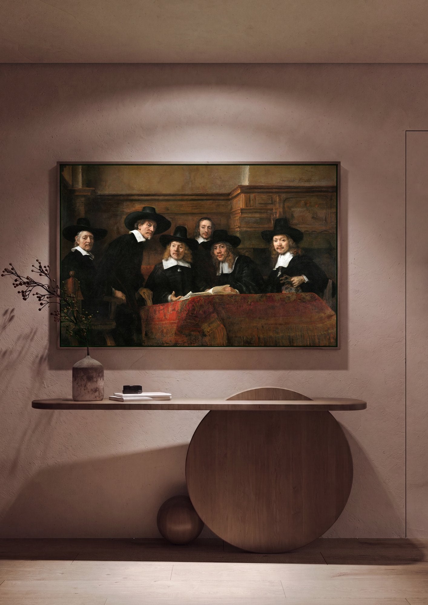 Quadro Decorativo Os Síndicos dos Paneleiros - Rembrandt em ambiente decorado