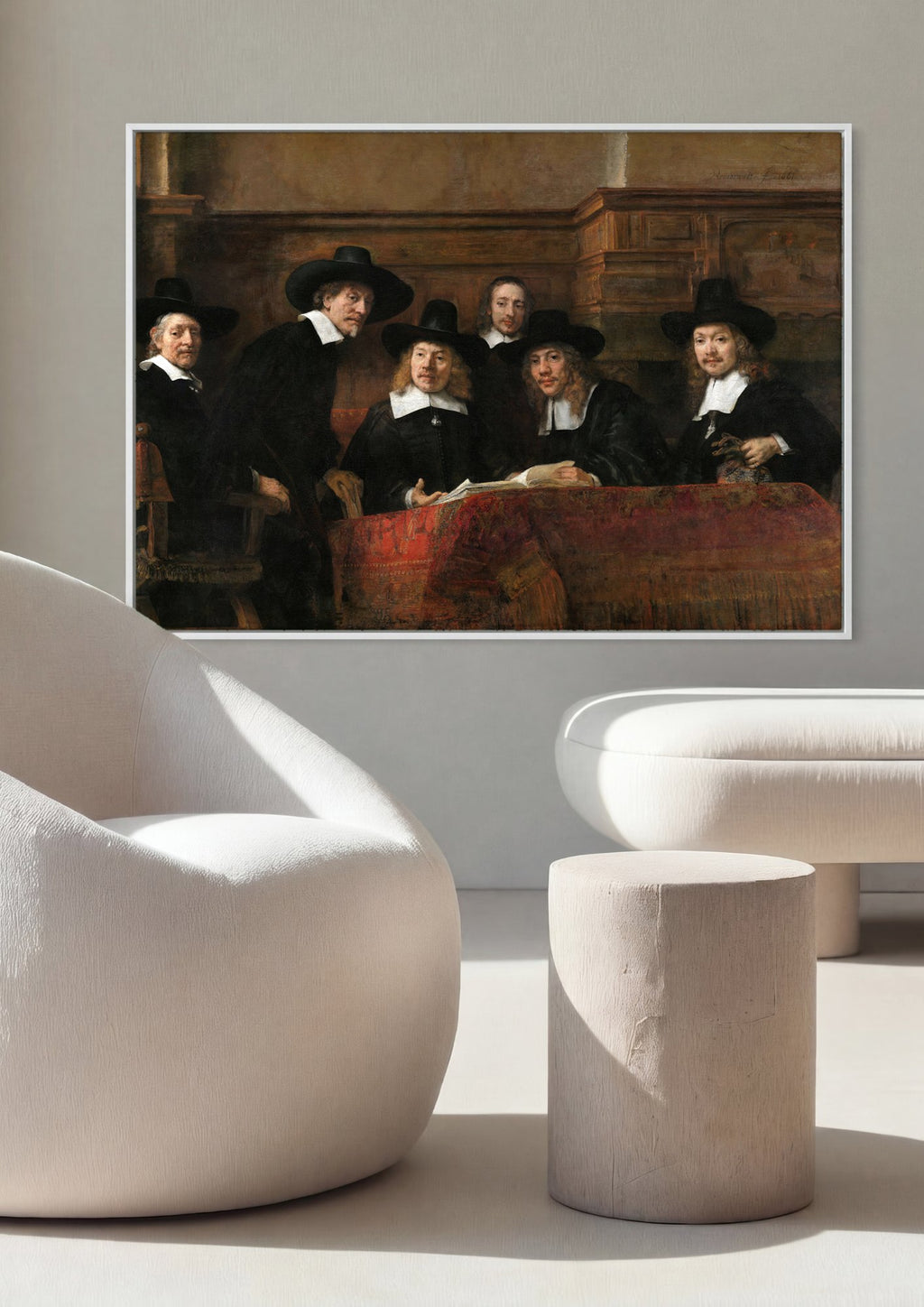 Quadro Decorativo Os Síndicos dos Paneleiros - Rembrandt em ambiente decorado