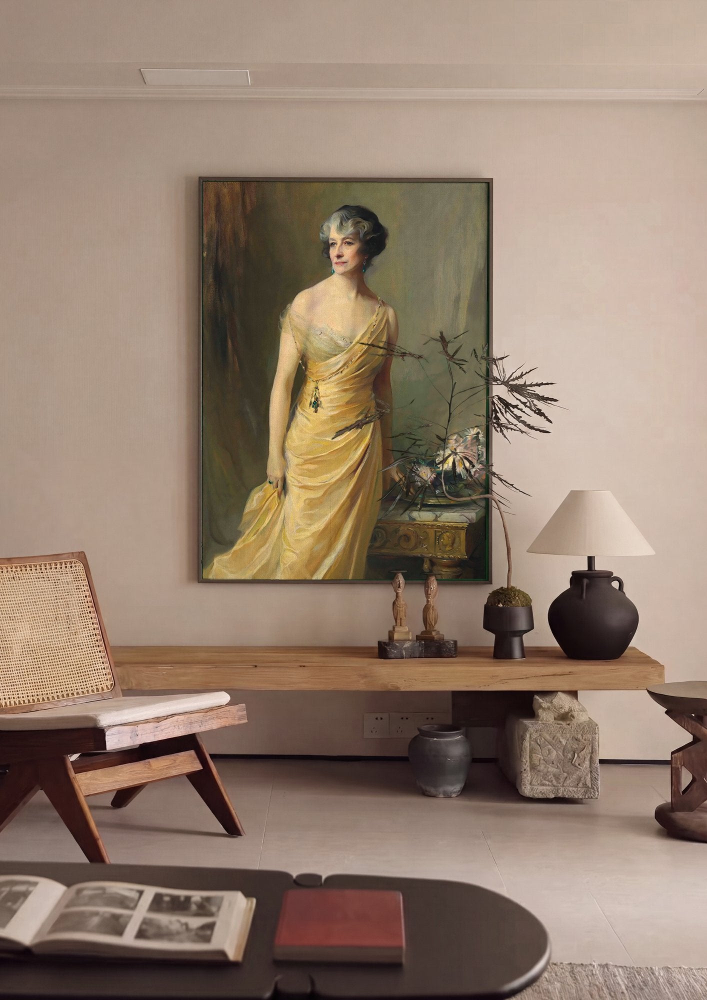 Quadro Decorativo Retrato de Senhora Elegante - Philip Alexius de László em ambiente decorado