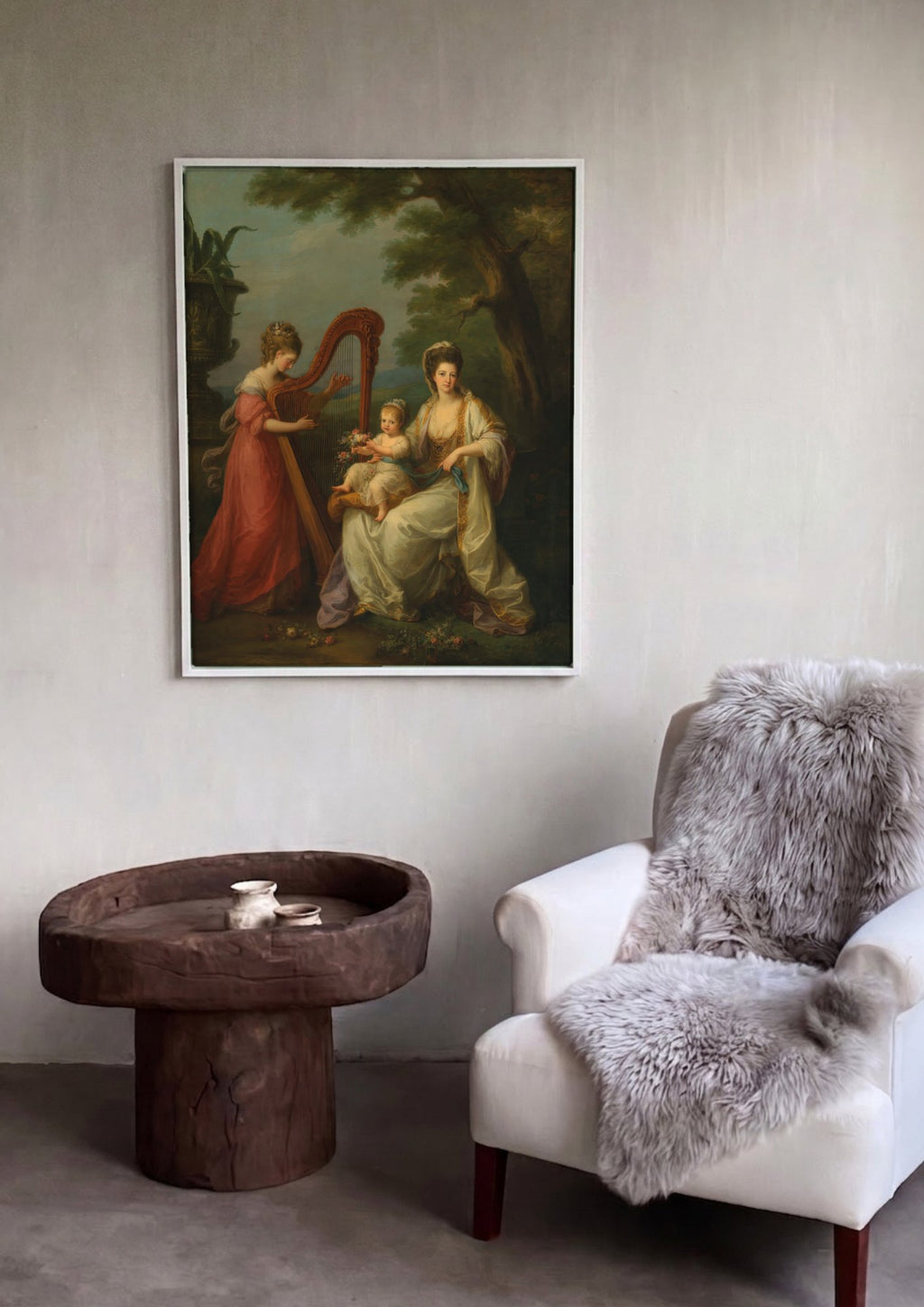 Quadro Decorativo Família Musical - Angelica Kauffmann em ambiente decorado