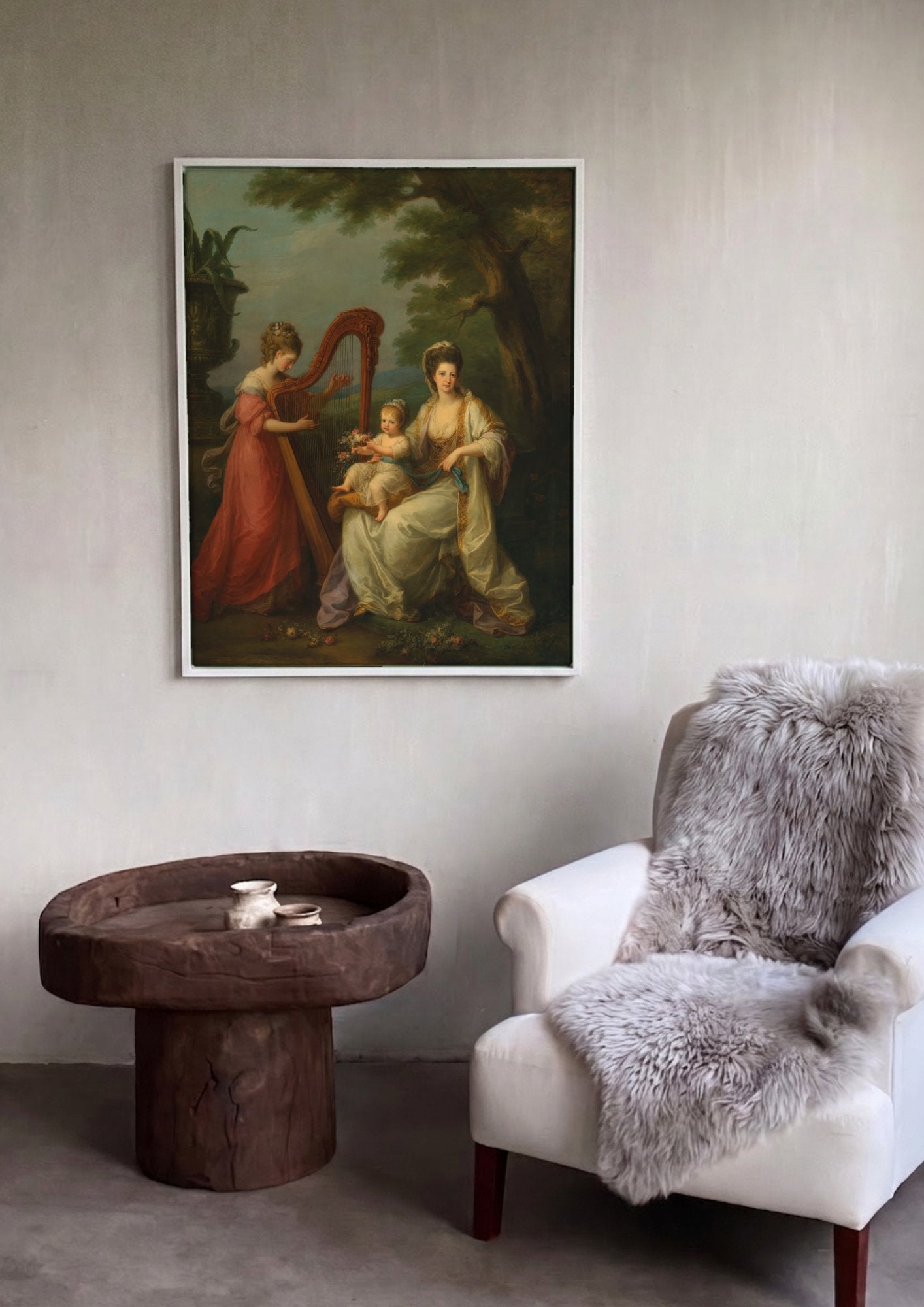 Quadro Decorativo Família Musical - Angelica Kauffmann em ambiente decorado