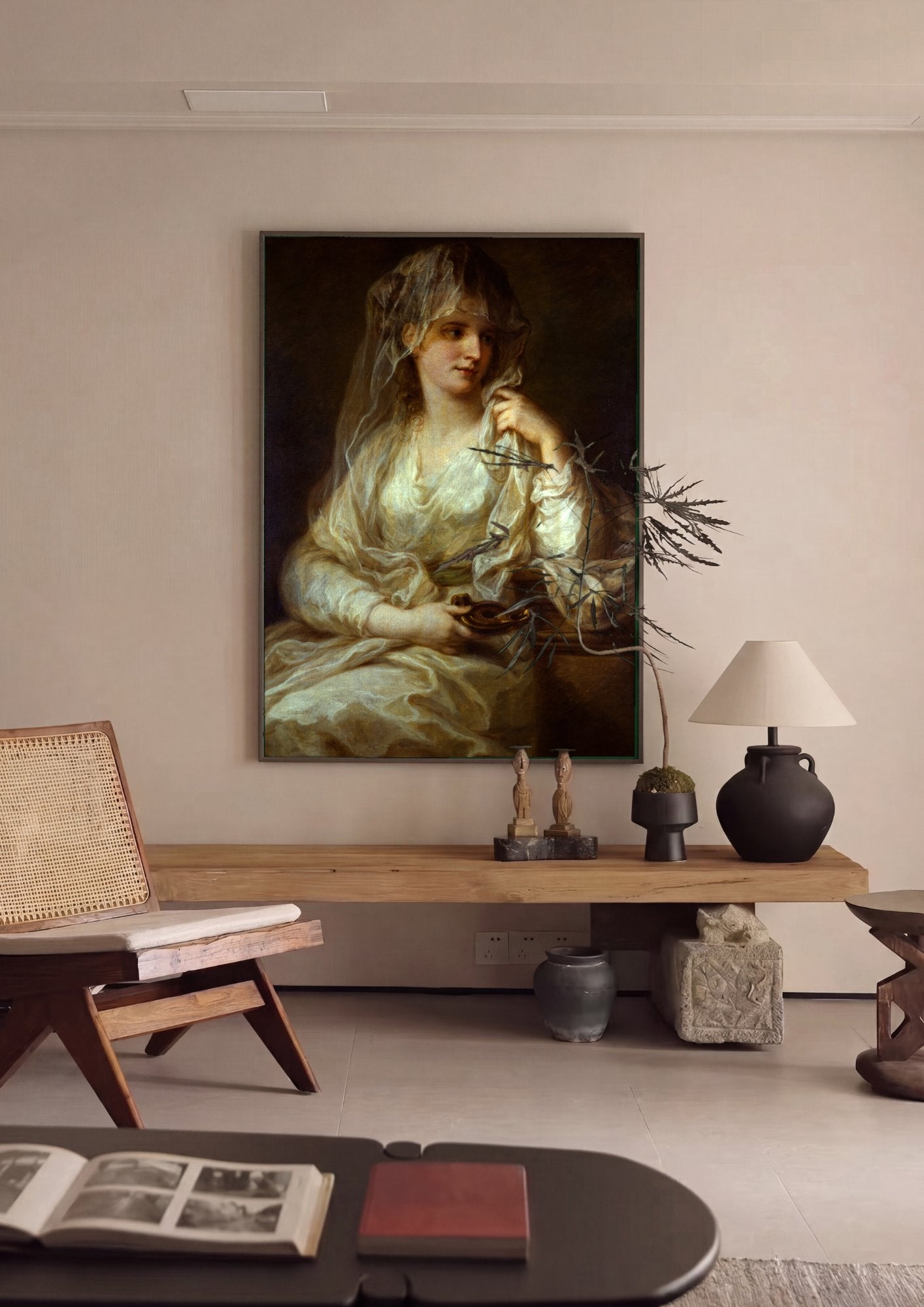 Quadro Decorativo A Vestal Virgem - Angelica Kauffmann em ambiente decorado