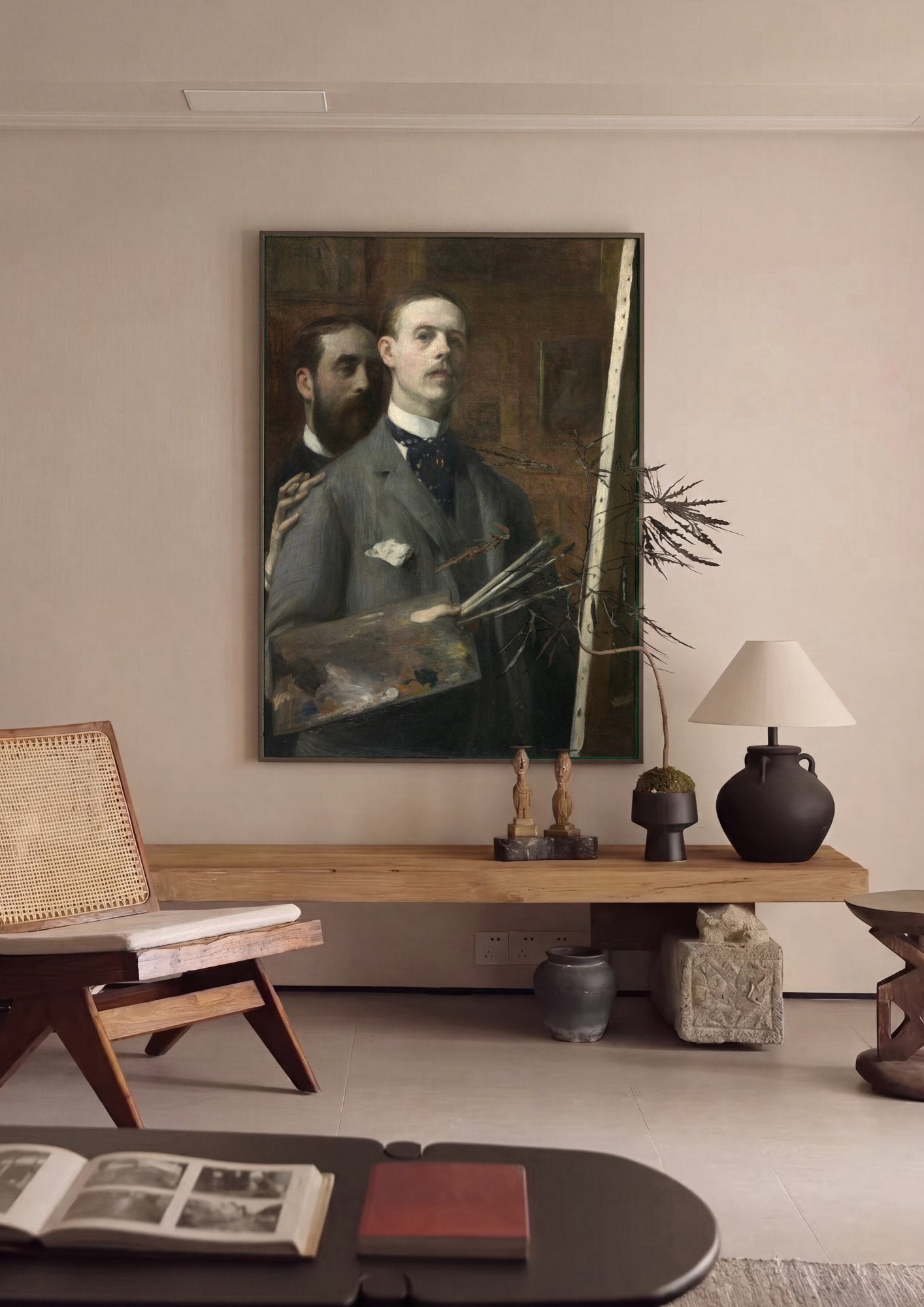 Quadro Decorativo O Artista e Seu Modelo - Jacques Émile Blanche em ambiente decorado