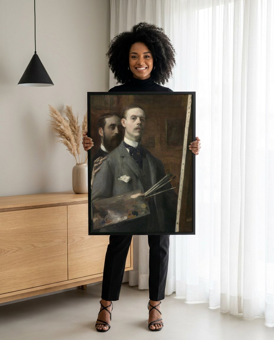 Quadro Decorativo O Artista e Seu Modelo - Jacques Émile Blanche com modelo em ambiente