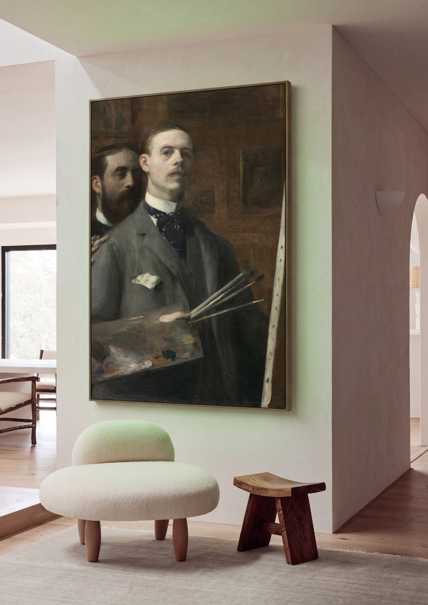 Quadro Decorativo O Artista e Seu Modelo - Jacques Émile Blanche em ambiente decorado