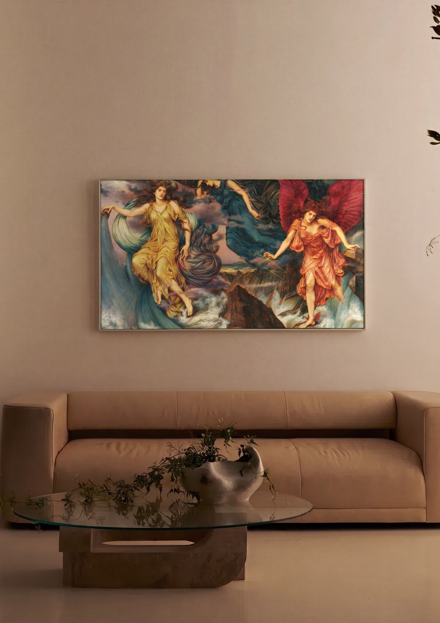 Quadro Decorativo 'As Filhas do Mar' - Evelyn De Morgan em ambiente decorado
