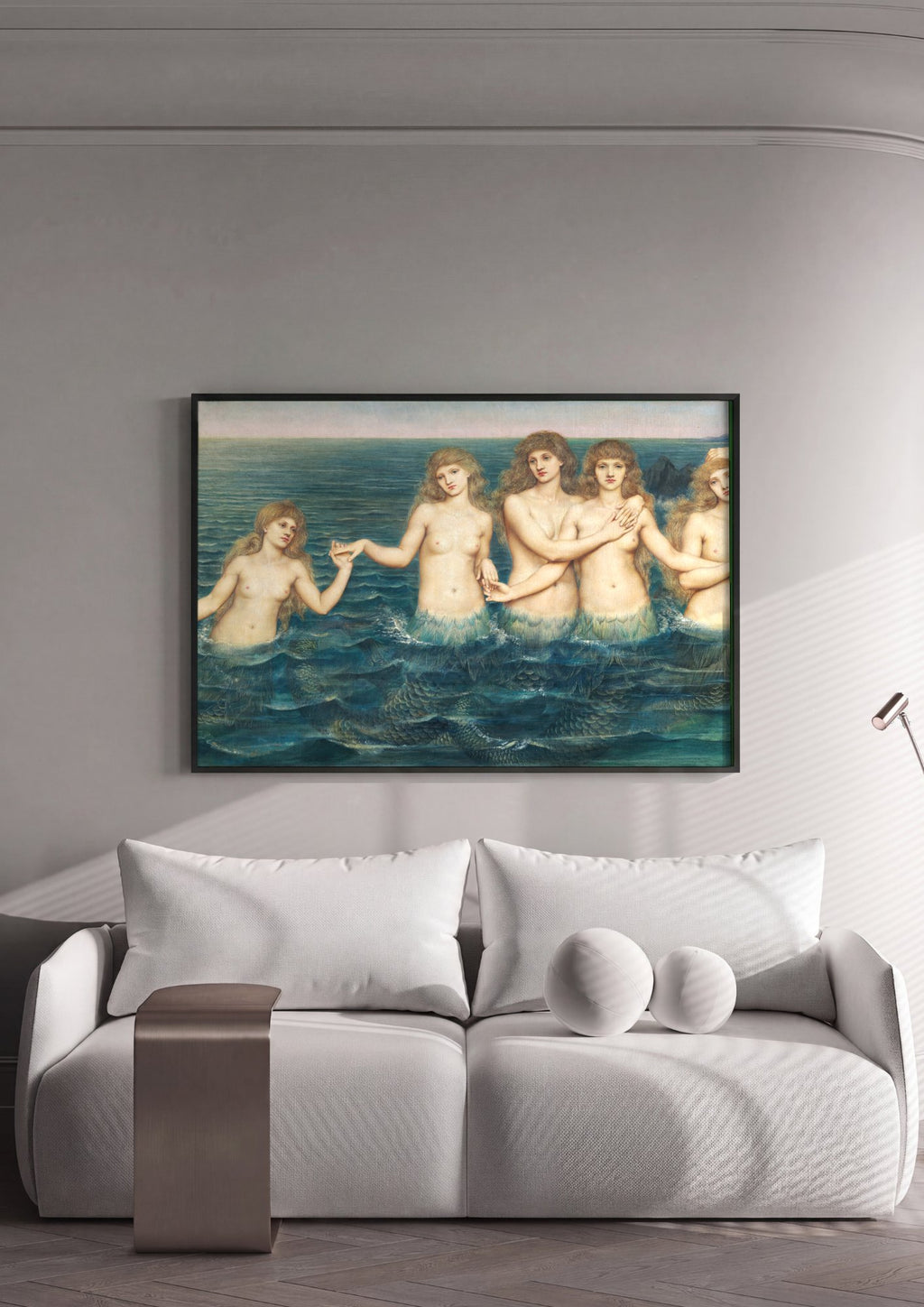 Quadro Decorativo Mermaids (Sereias) - Evelyn De Morgan em ambiente decorado