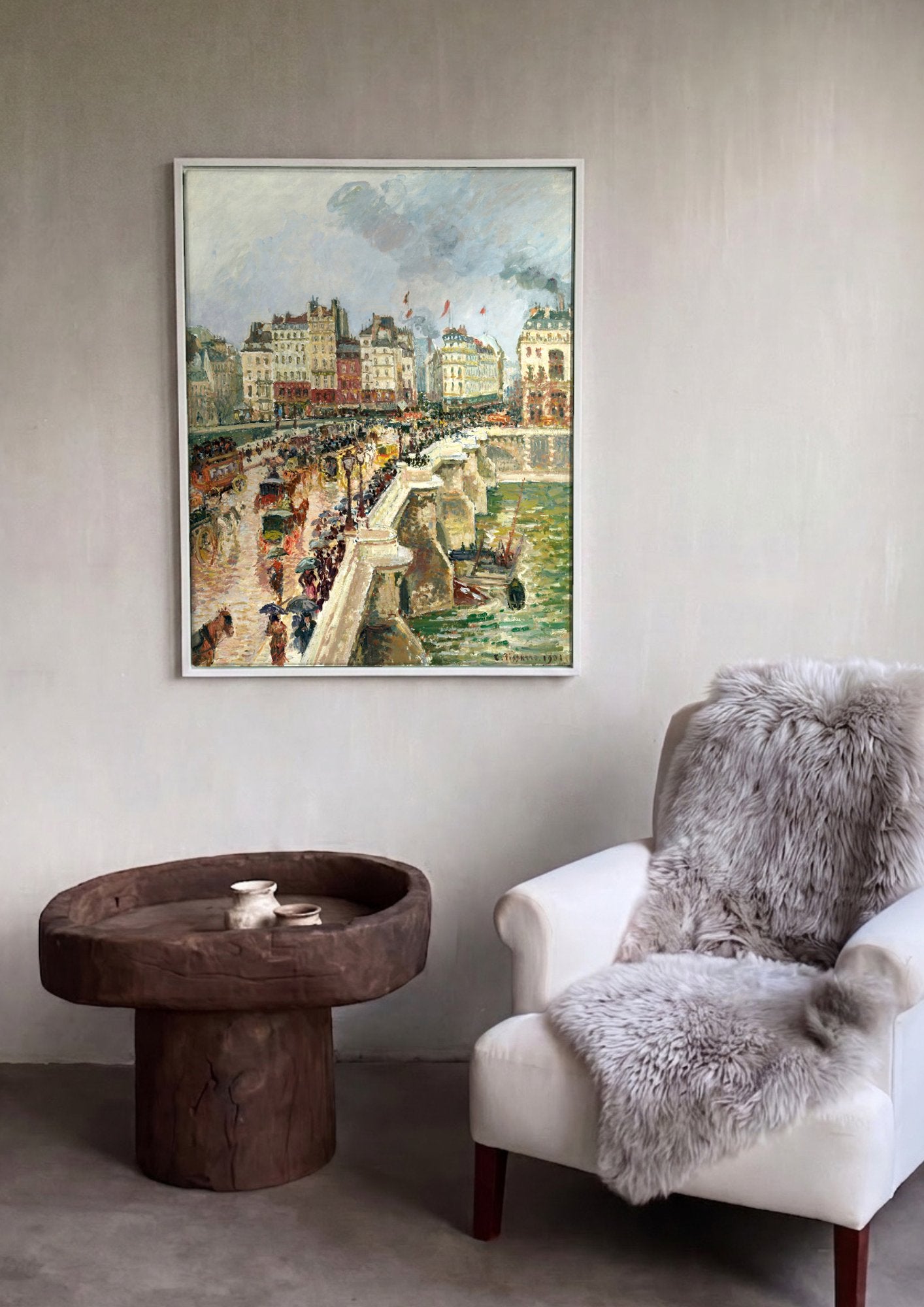 Quadro Decorativo Pont Neuf e o Sena em Paris - Pissarro em ambiente decorado