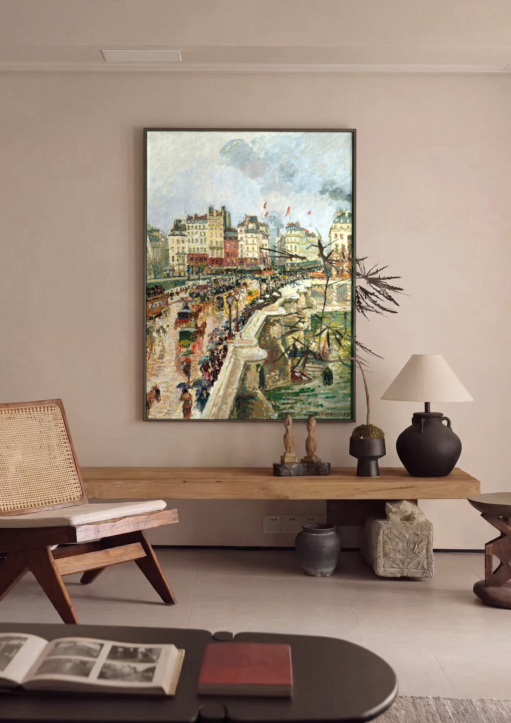 Quadro Decorativo Pont Neuf e o Sena em Paris - Pissarro em ambiente decorado
