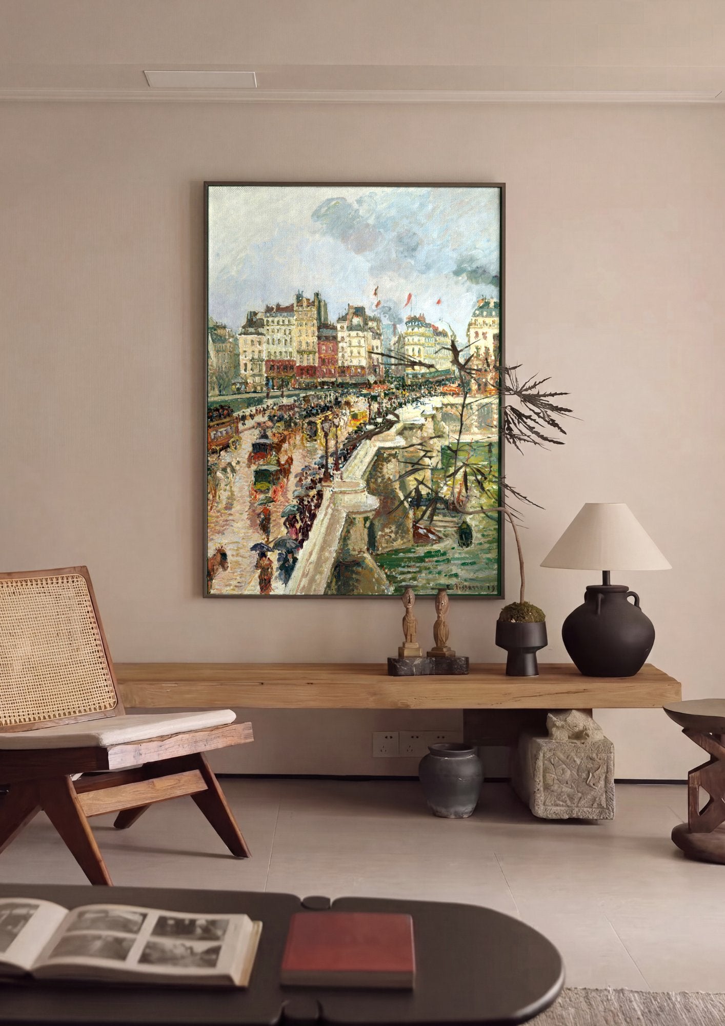 Quadro Decorativo Pont Neuf e o Sena em Paris - Pissarro em ambiente decorado