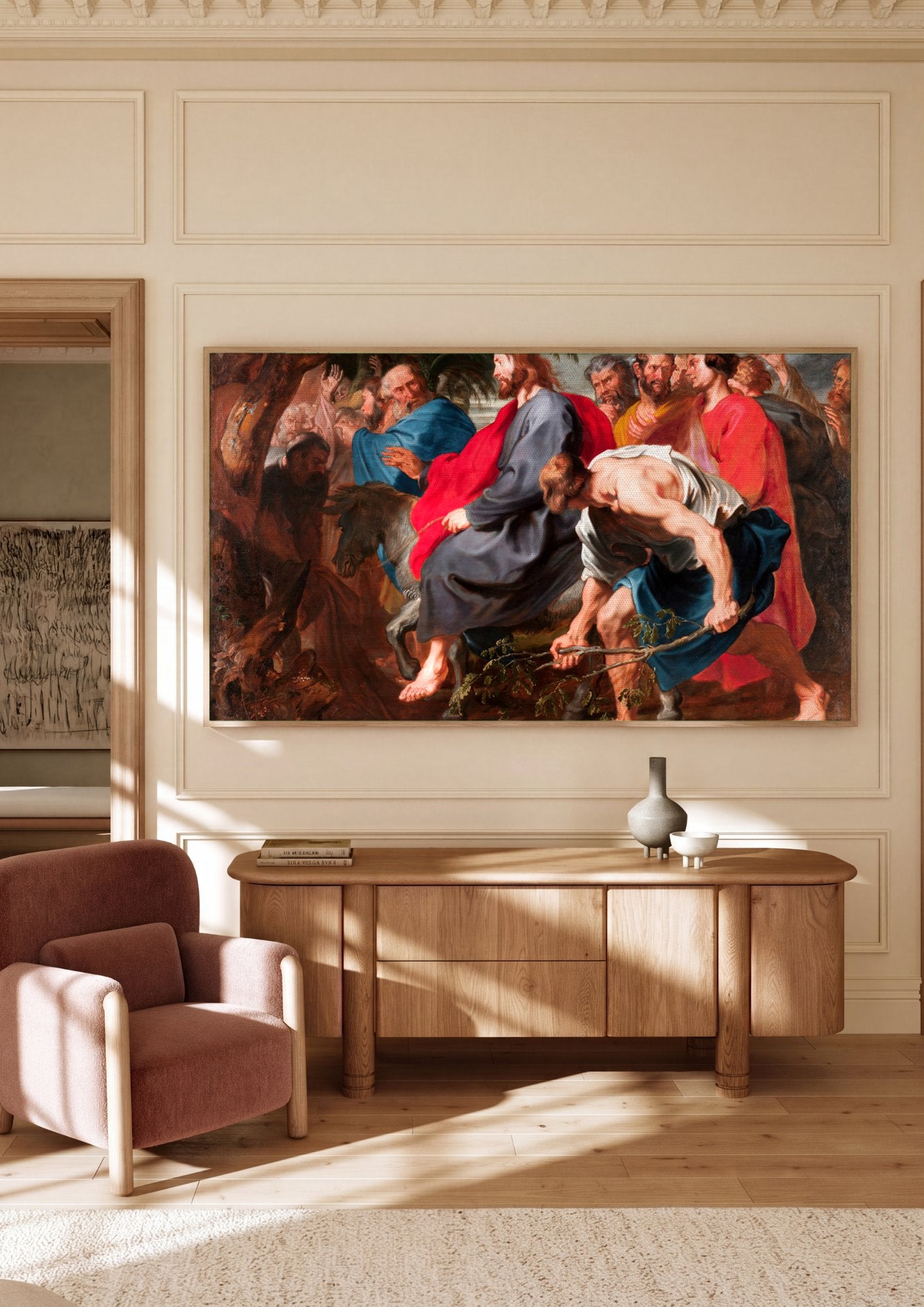 Quadro Decorativo A Entrada de Cristo em Jerusalém - Van Dyck em ambiente decorado