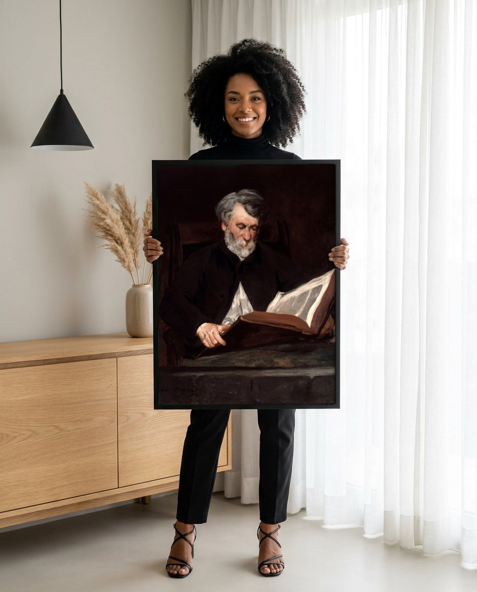 Quadro Decorativo O Leitor (Retrato de Emile Zola) - Manet com modelo em ambiente