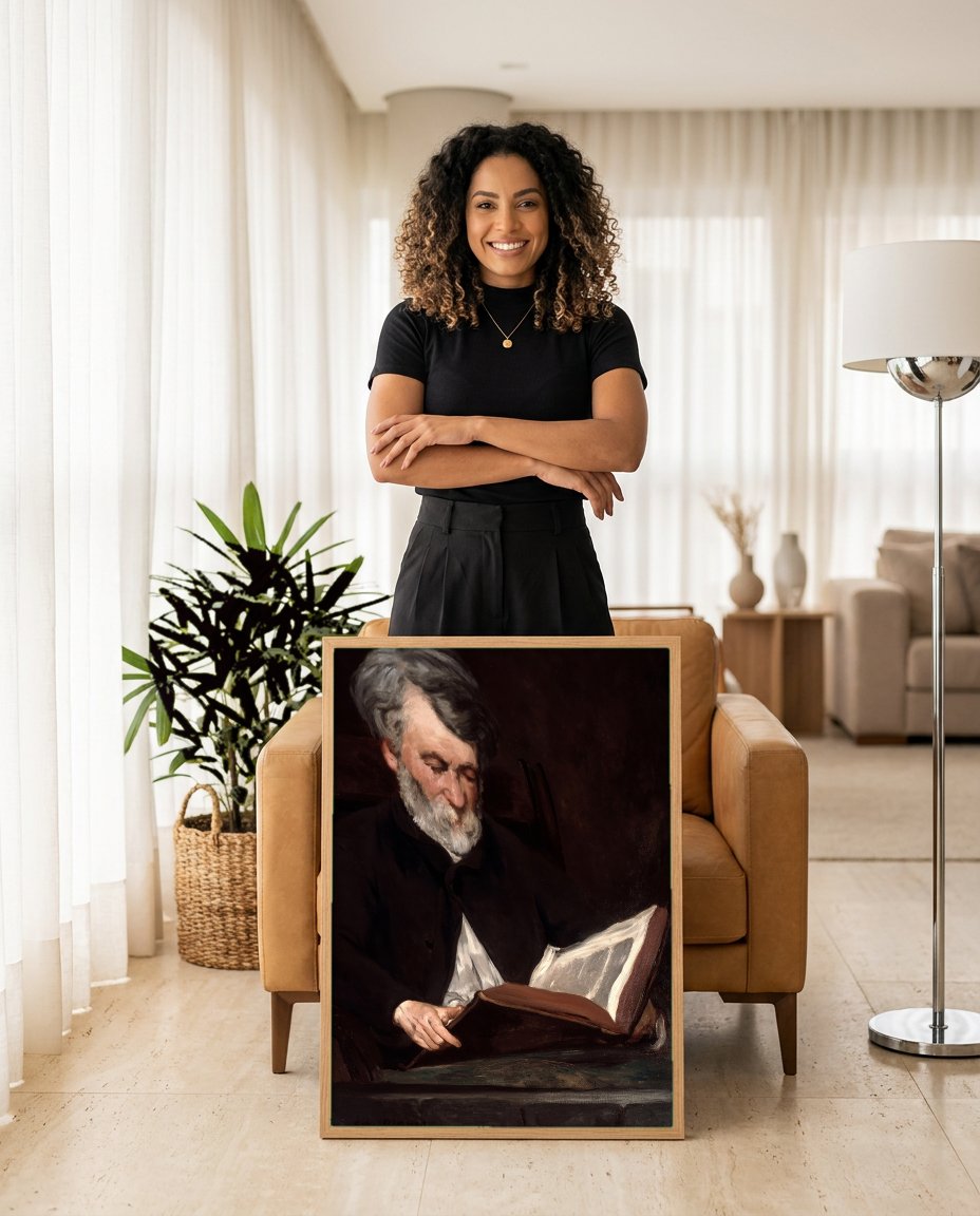 Quadro Decorativo O Leitor (Retrato de Emile Zola) - Manet com modelo em ambiente