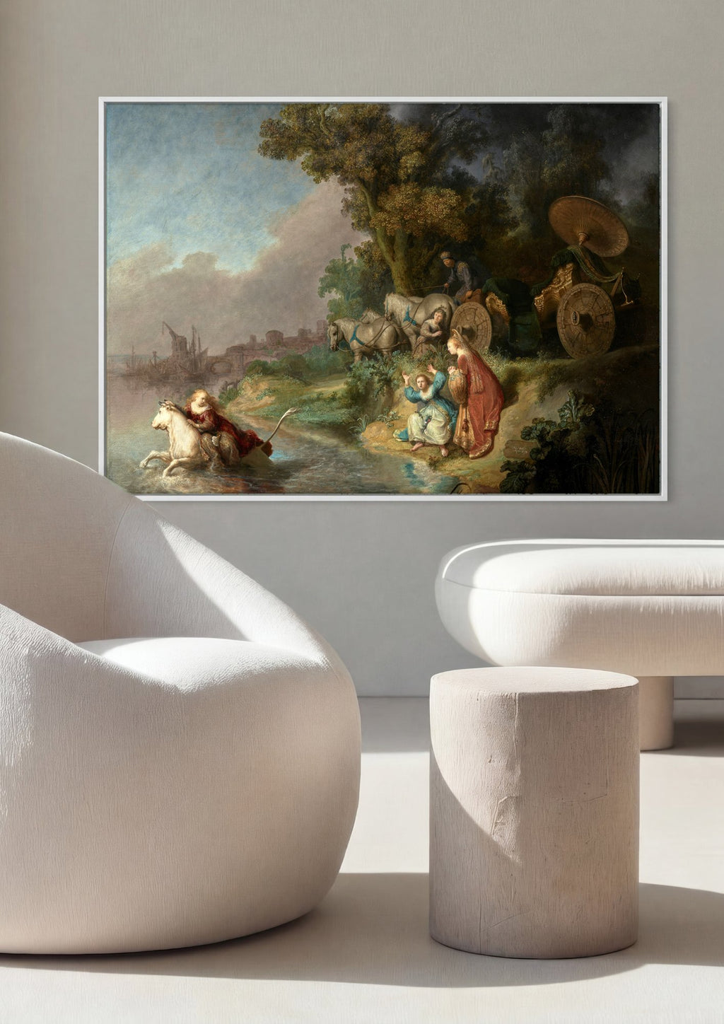 Quadro Decorativo O Rapto de Europa - Rembrandt em ambiente decorado