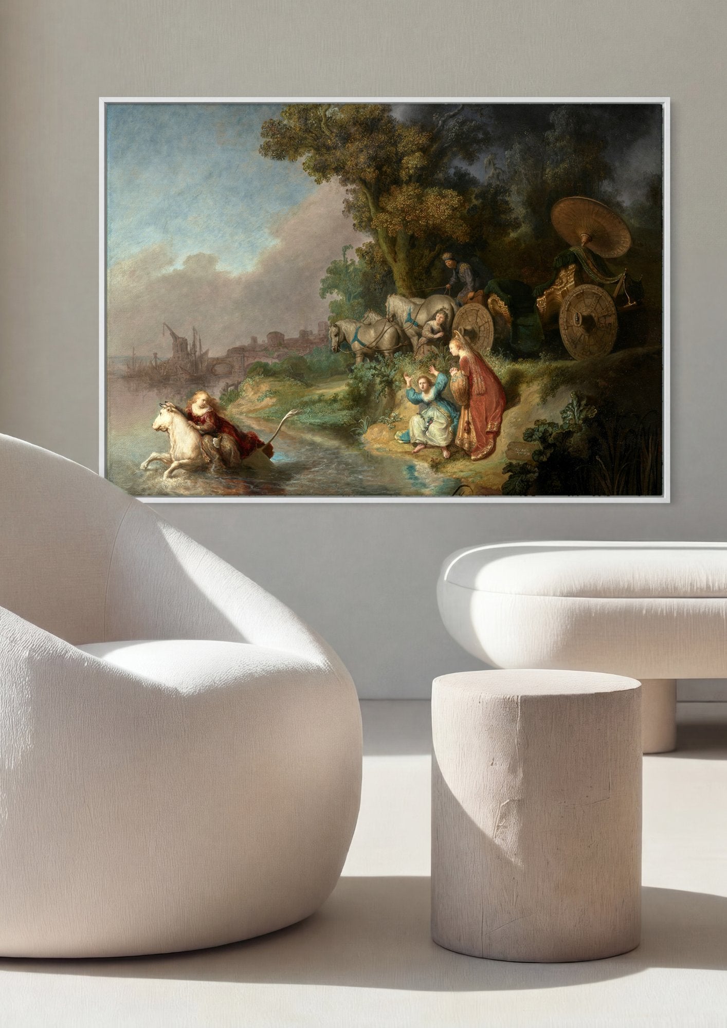 Quadro Decorativo O Rapto de Europa - Rembrandt em ambiente decorado