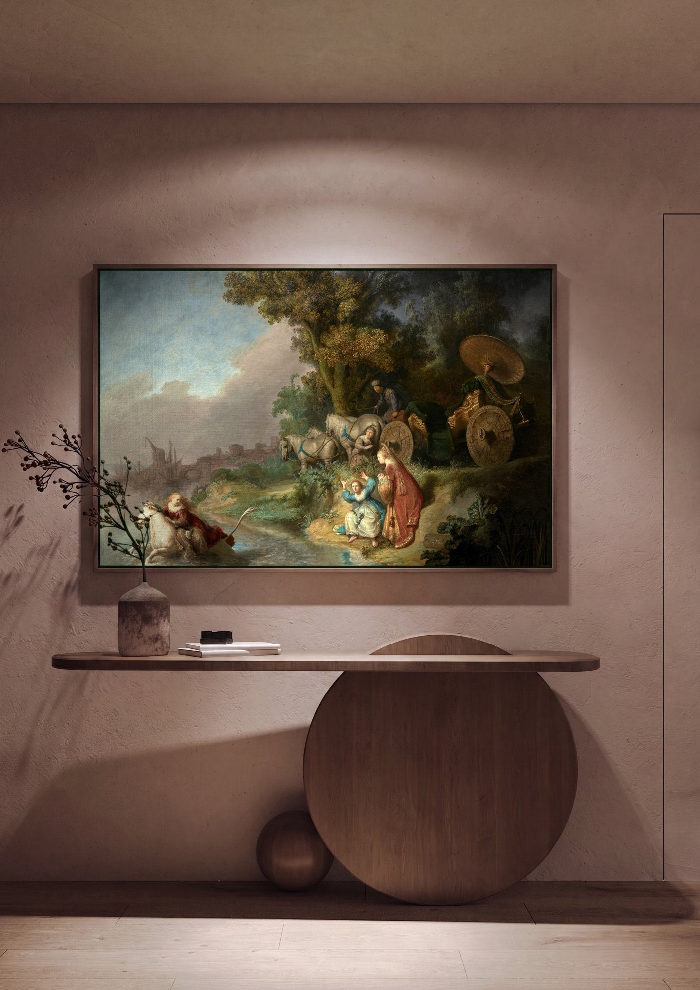 Quadro Decorativo O Rapto de Europa - Rembrandt em ambiente decorado