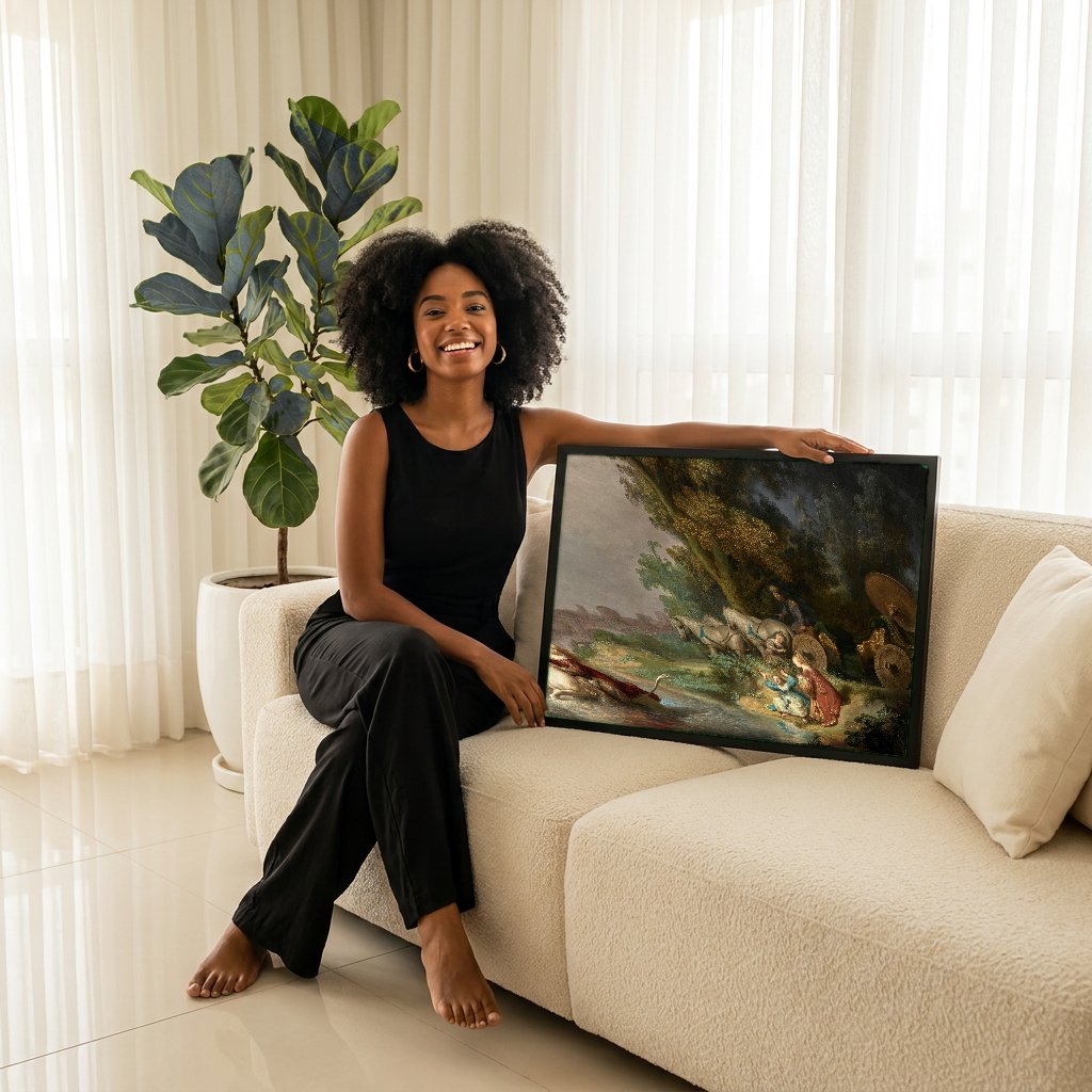 Quadro Decorativo O Rapto de Europa - Rembrandt com modelo em ambiente