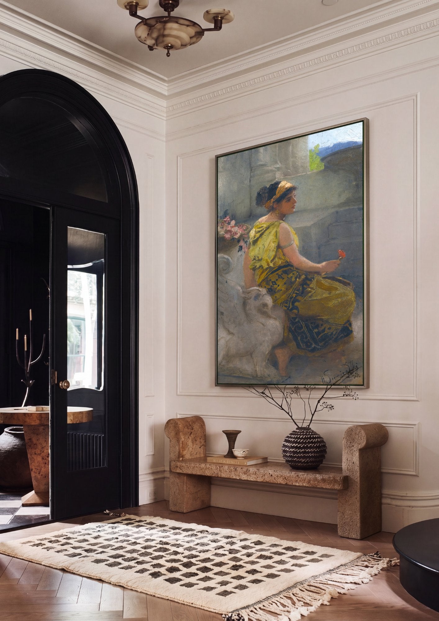 Quadro Decorativo A Jovem Oriental – Siemiradzki em ambiente decorado