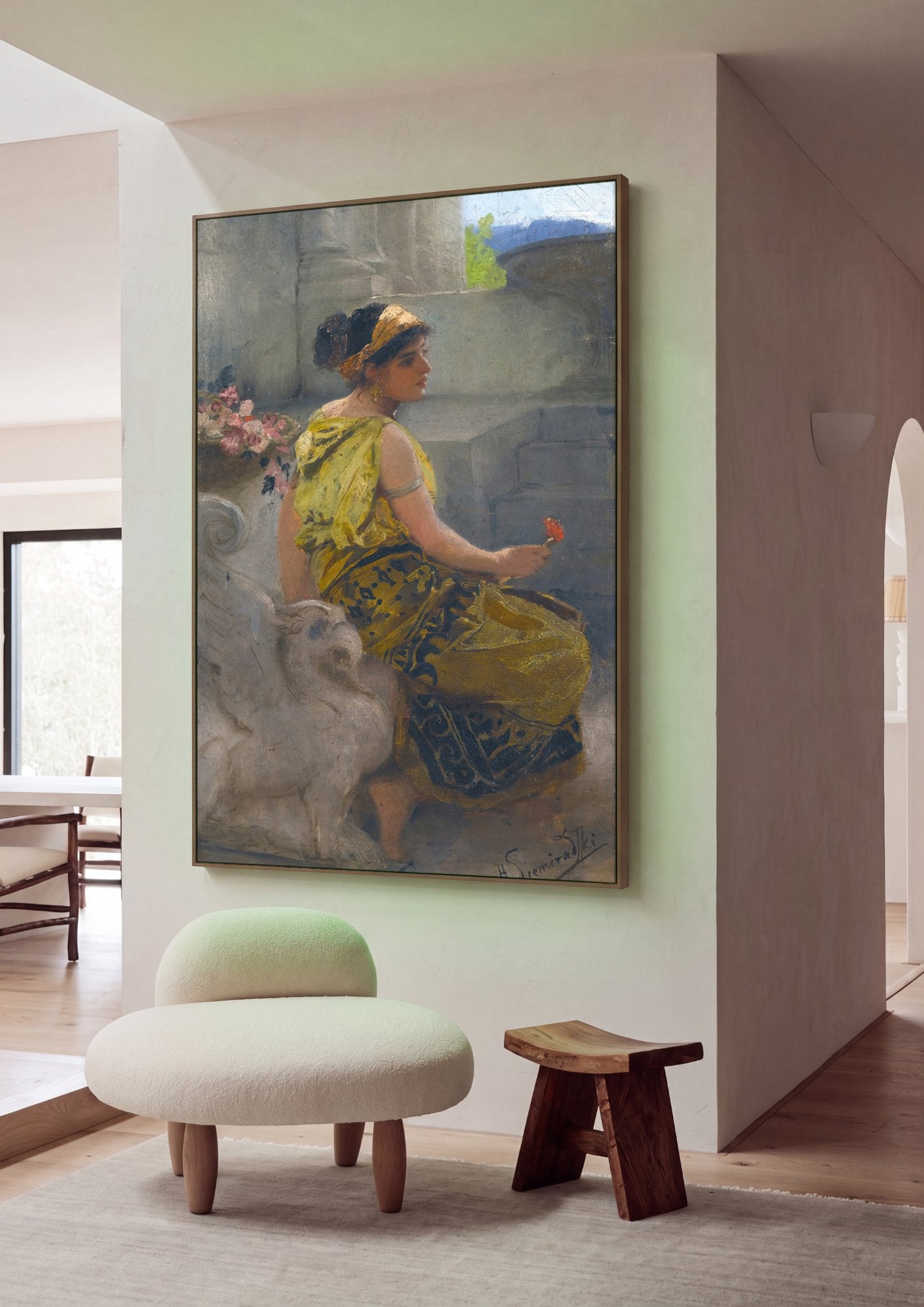 Quadro Decorativo A Jovem Oriental – Siemiradzki em ambiente decorado