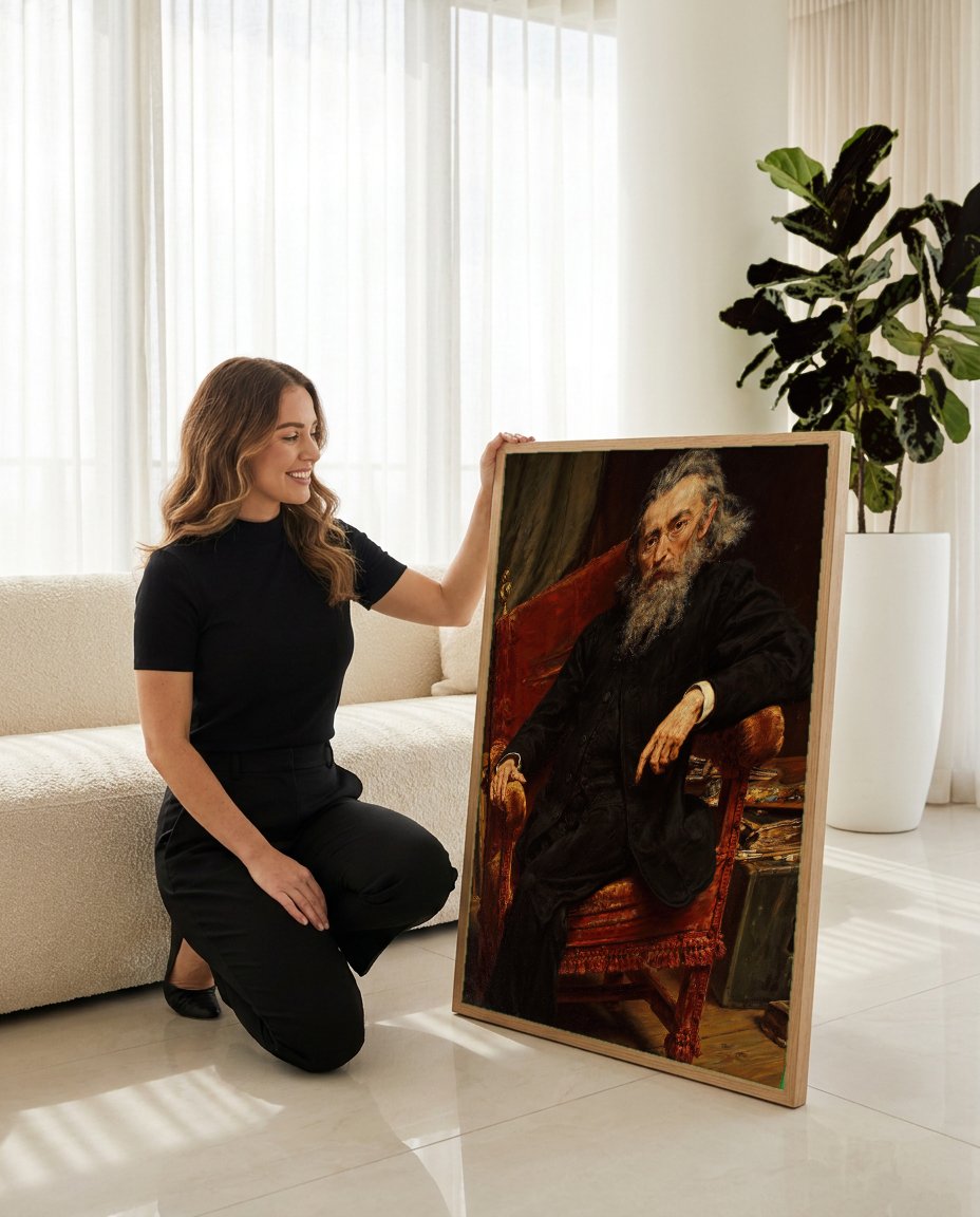 Quadro Decorativo Retrato de Teofil Lenartowicz - Jan Matejko com modelo em ambiente