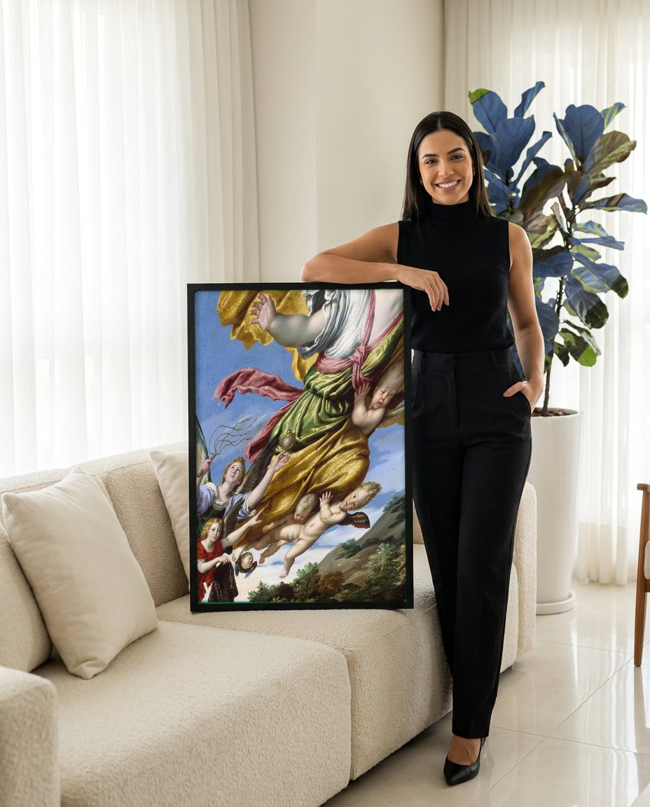 Quadro Decorativo A Assunção da Madalena - Domenichino com modelo em ambiente