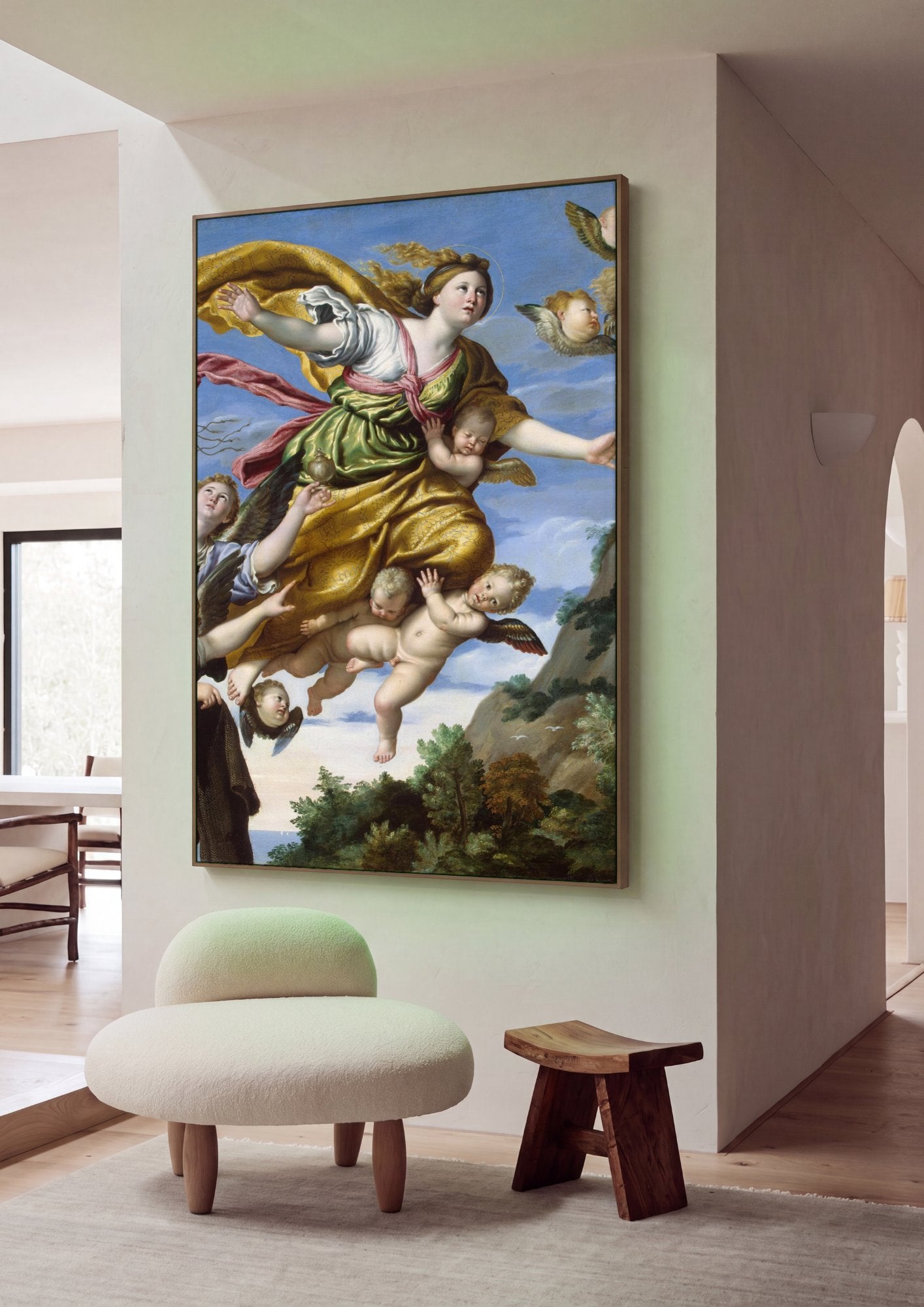 Quadro Decorativo A Assunção da Madalena - Domenichino em ambiente decorado
