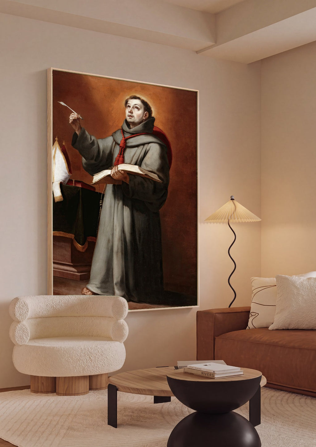 Quadro Decorativo Santo com Livro e Pena - Murillo em ambiente decorado