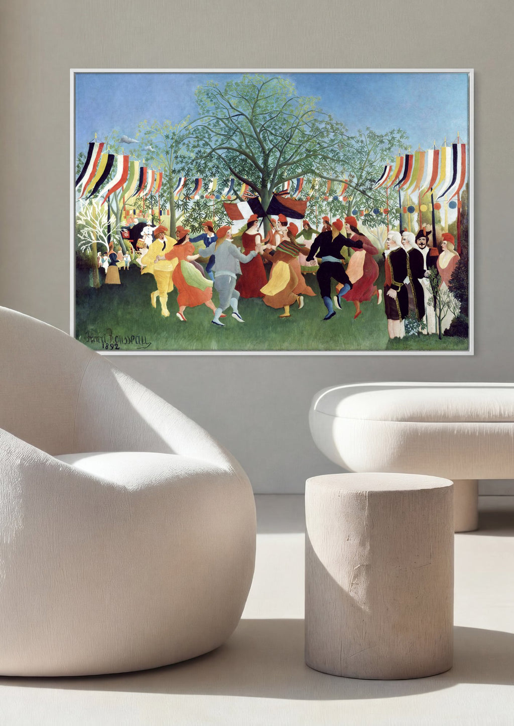 Quadro Decorativo A Festa da Independência - Henri Rousseau em ambiente decorado