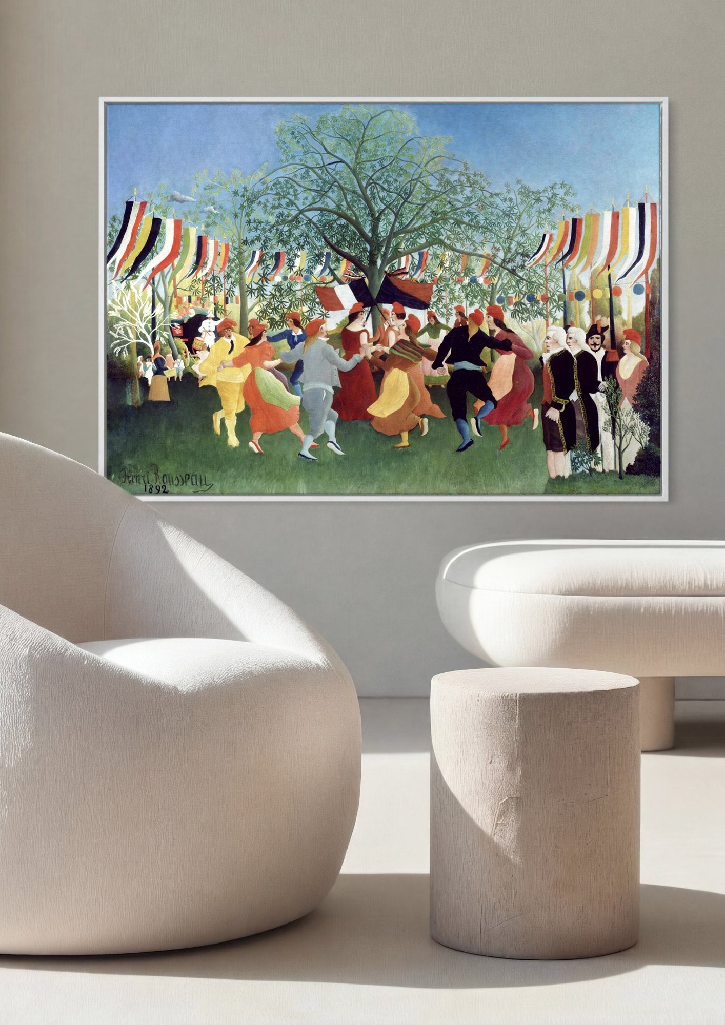 Quadro Decorativo A Festa da Independência - Henri Rousseau em ambiente decorado