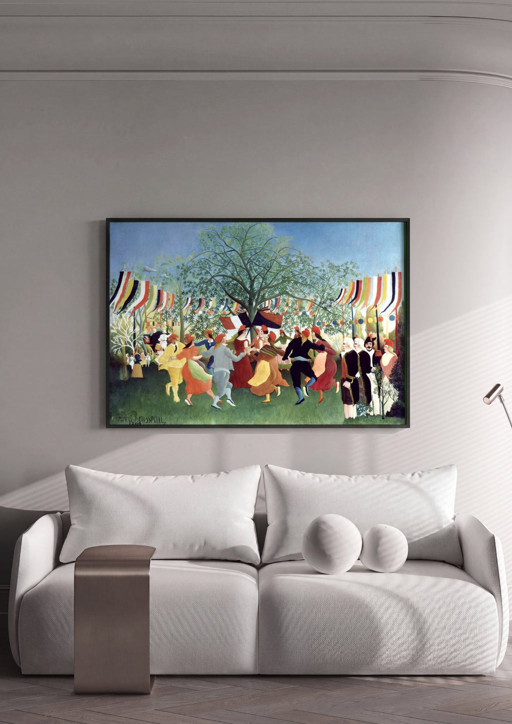 Quadro Decorativo A Festa da Independência - Henri Rousseau em ambiente decorado