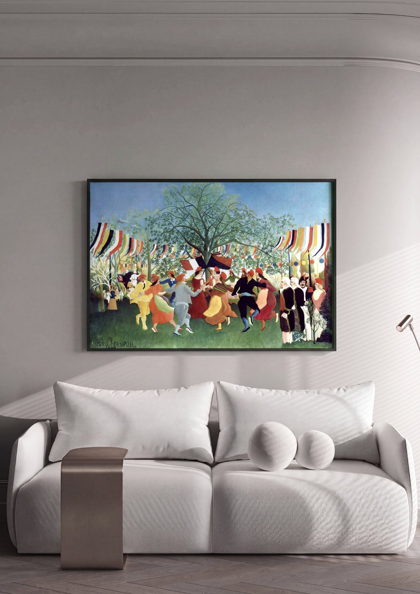 Quadro Decorativo A Festa da Independência - Henri Rousseau em ambiente decorado