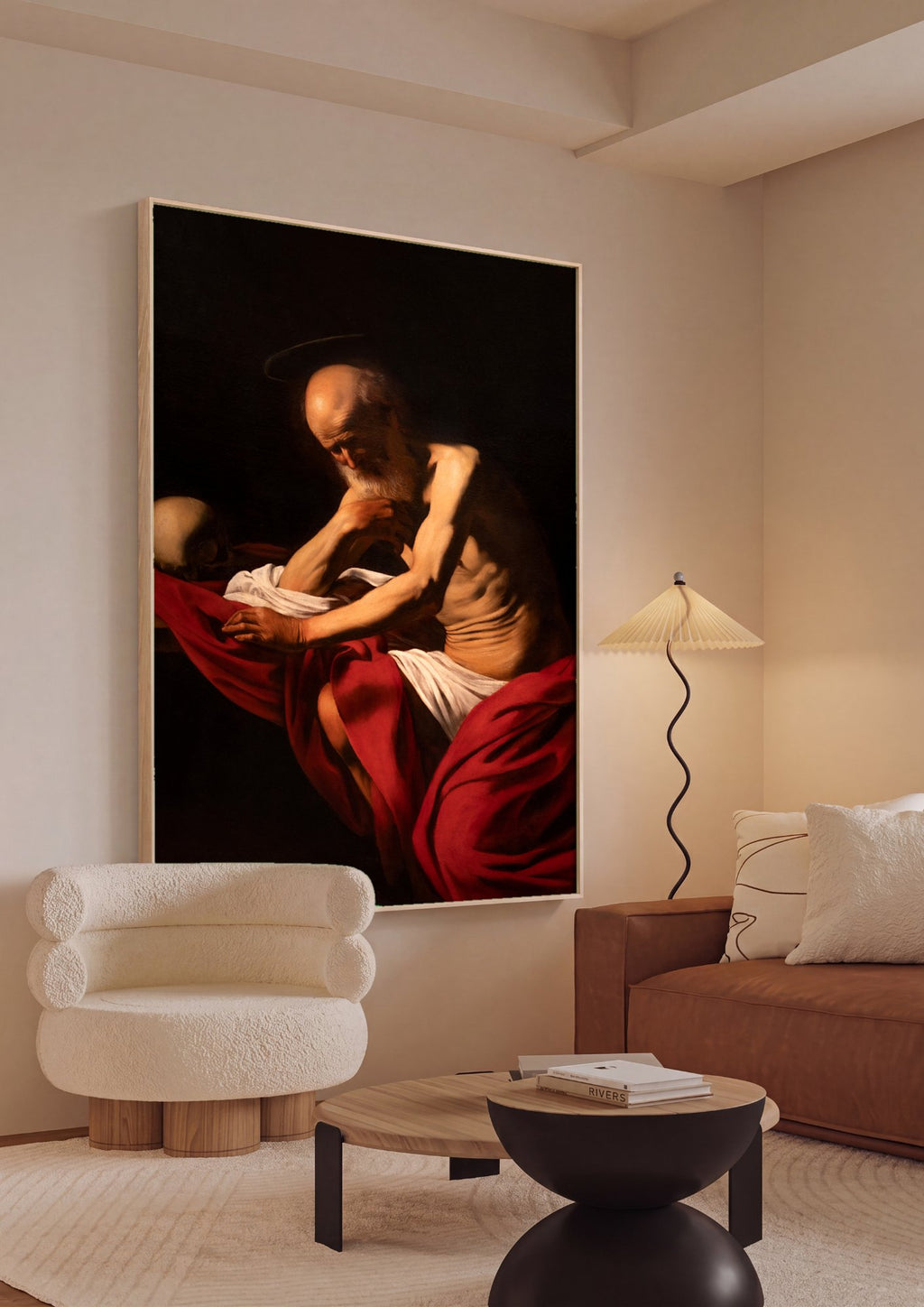Quadro Decorativo São Jerônimo Escrevendo - Caravaggio em ambiente decorado