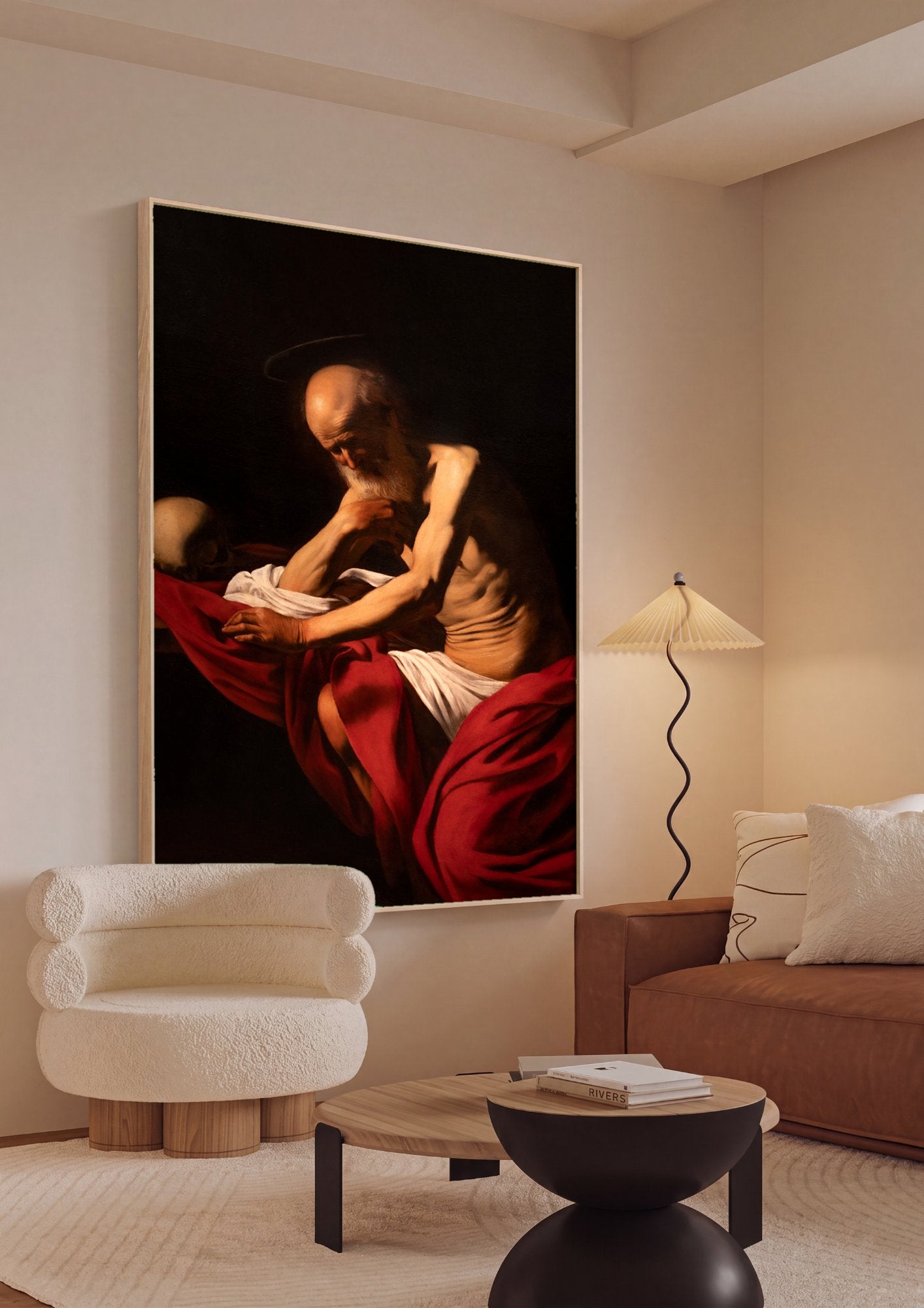 Quadro Decorativo São Jerônimo Escrevendo - Caravaggio em ambiente decorado
