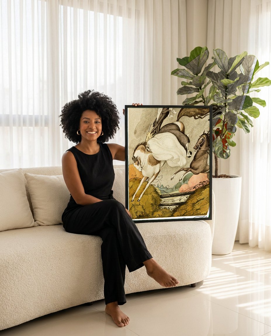 Quadro Decorativo A Amazona - Gerda Wegener com modelo em ambiente