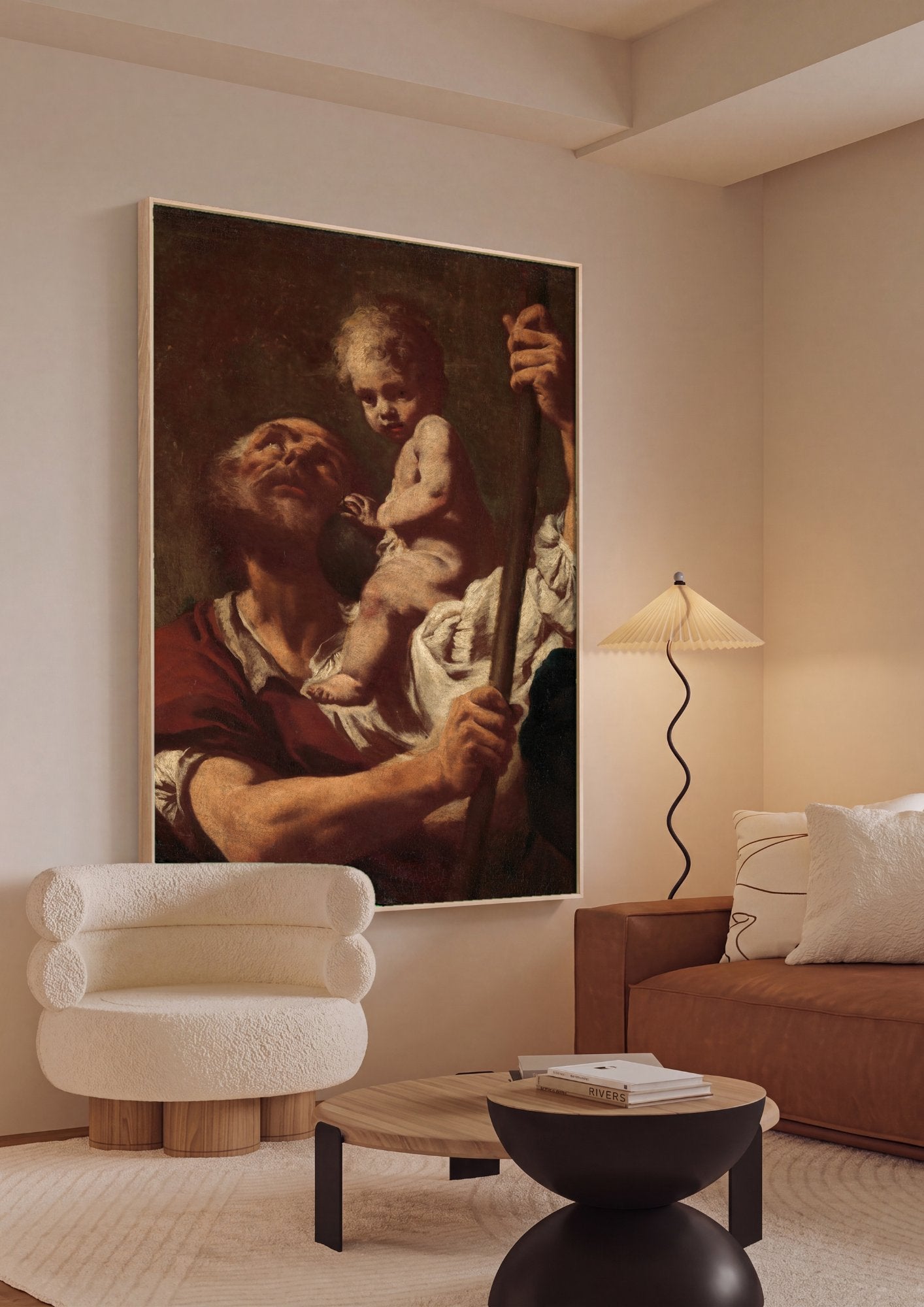 Quadro Decorativo São Cristóvão e o Menino Jesus - Piazzetta em ambiente decorado