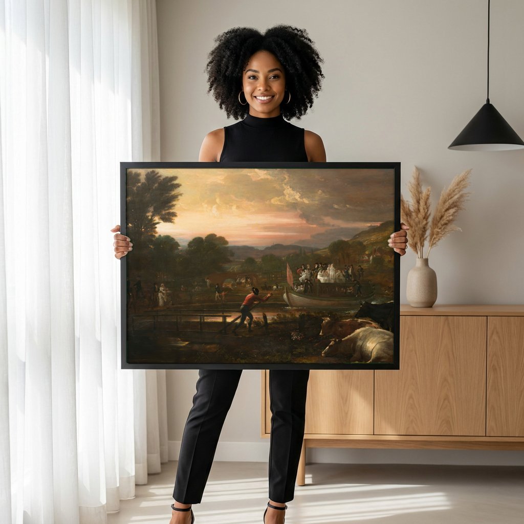 Quadro Decorativo: A Partida Nupcial - Benjamin West com modelo em ambiente