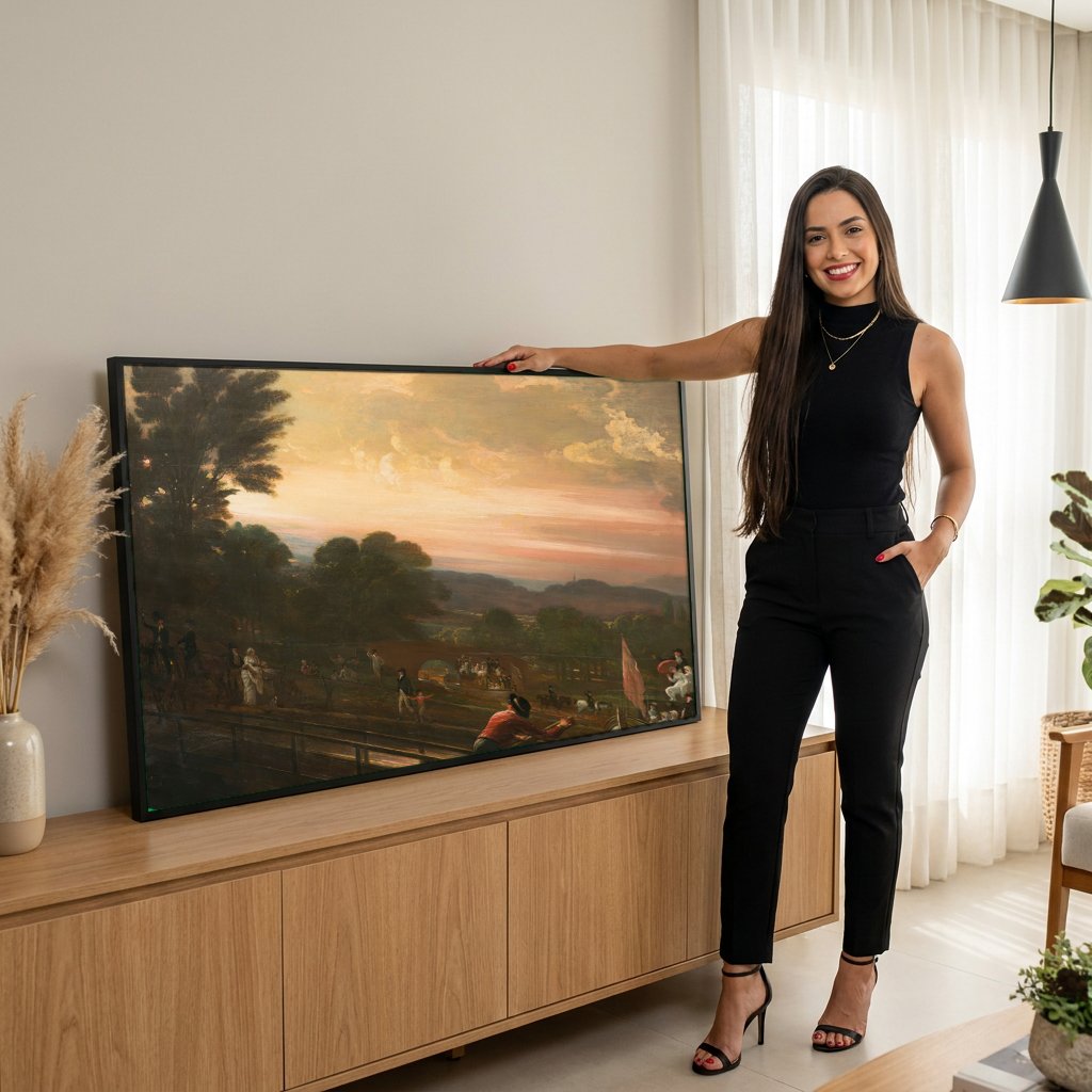 Quadro Decorativo: A Partida Nupcial - Benjamin West com modelo em ambiente