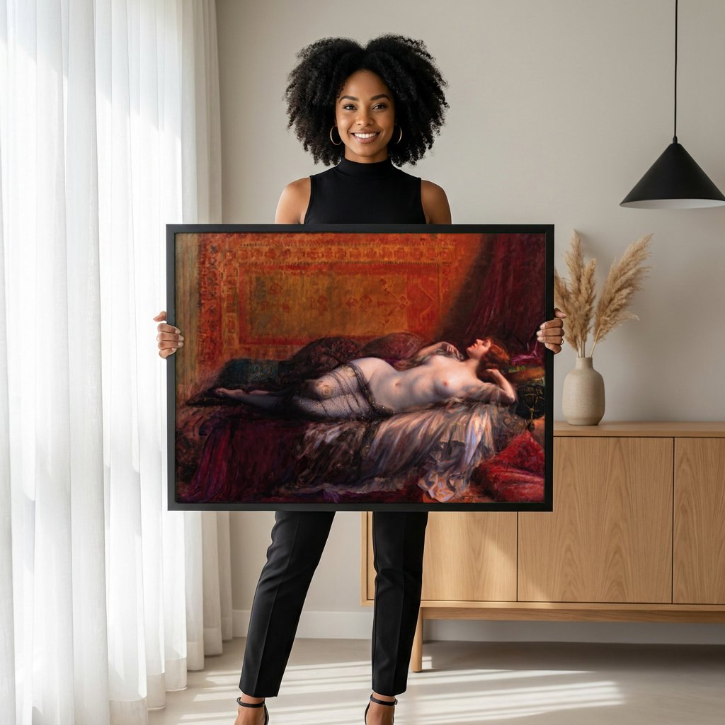 Quadro Decorativo A Odalisca - Delphin Enjolras com modelo em ambiente